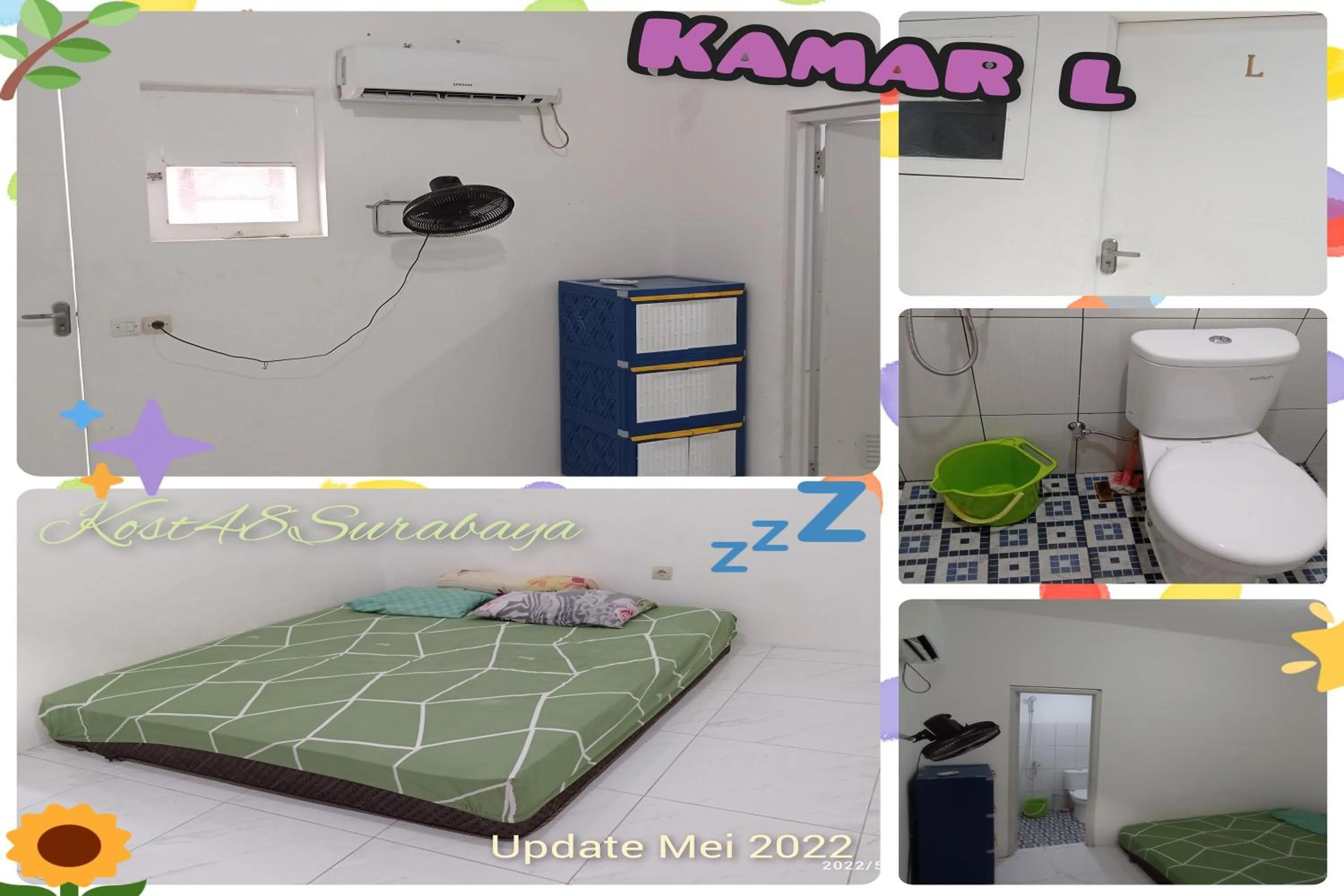 Text overlay, Bed in Kost 48 Surabaya