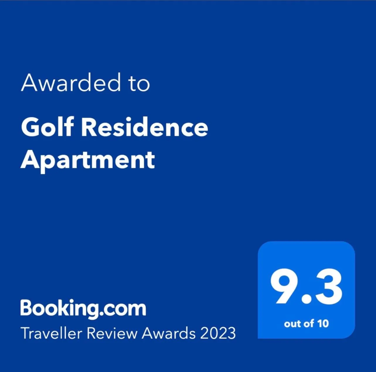 Certificate/Award in Golf Residence Apartment