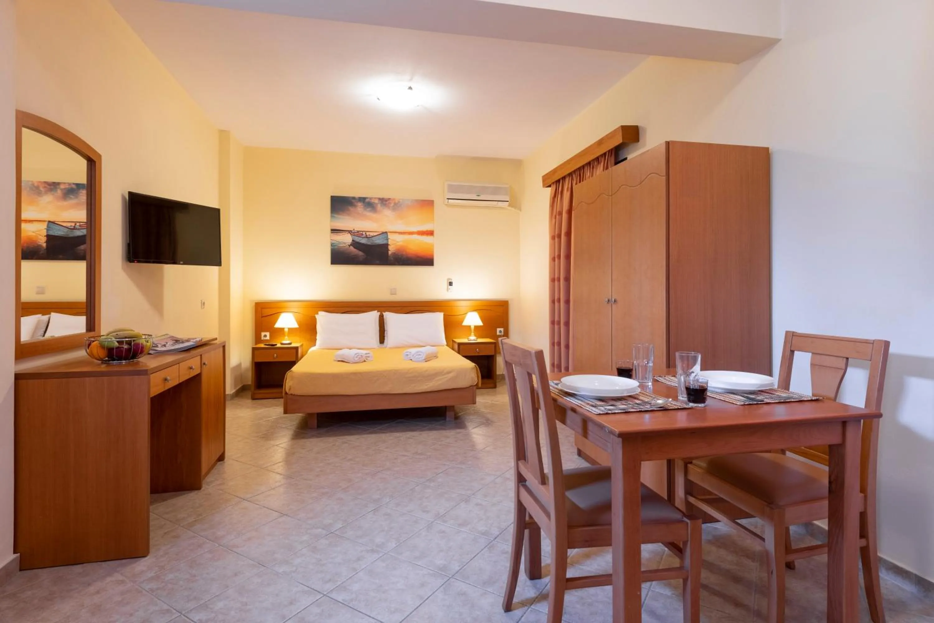 Photo of the whole room, Bed in Summer Sun