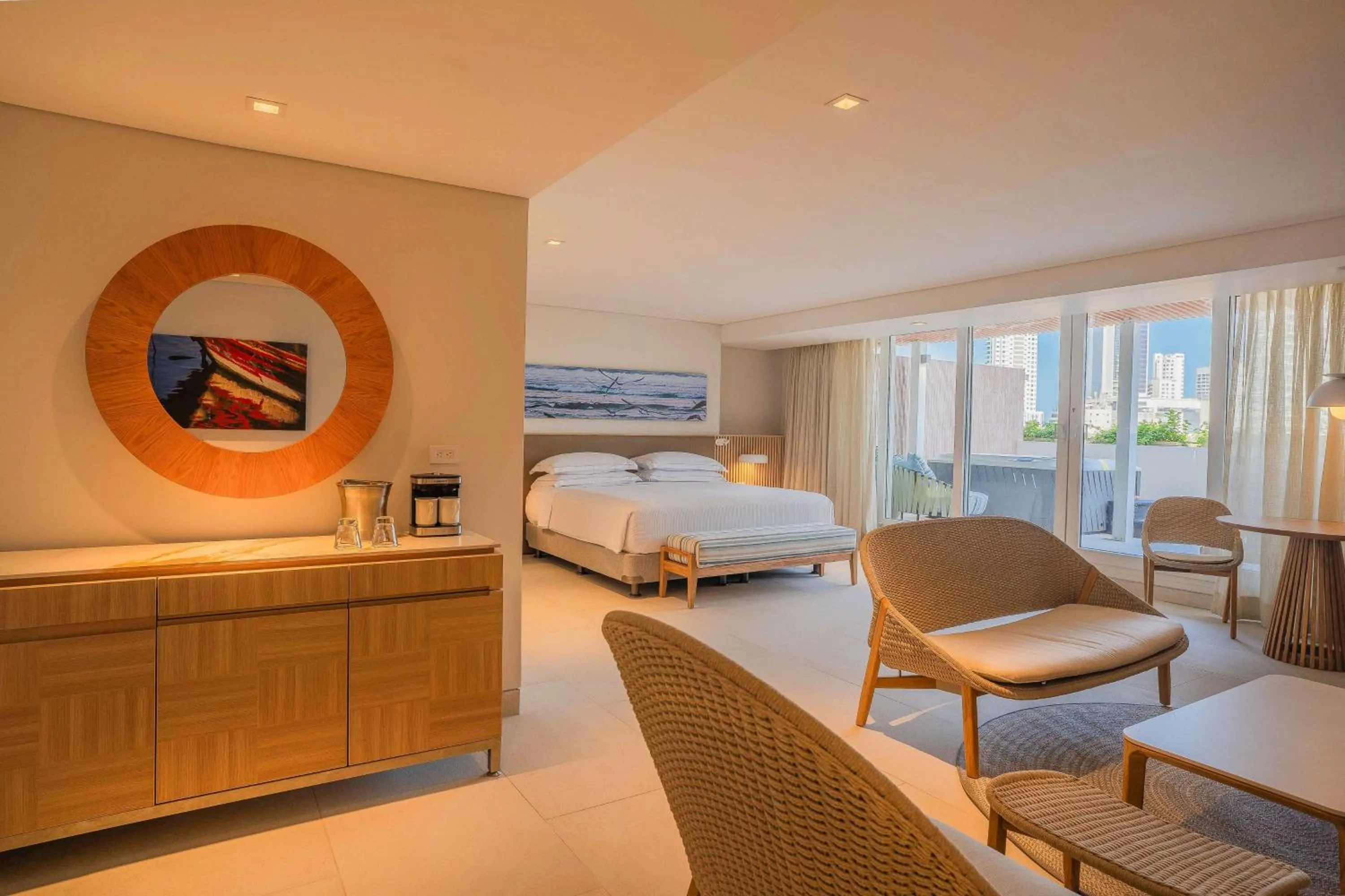 Living room, Bed in Hilton Cartagena