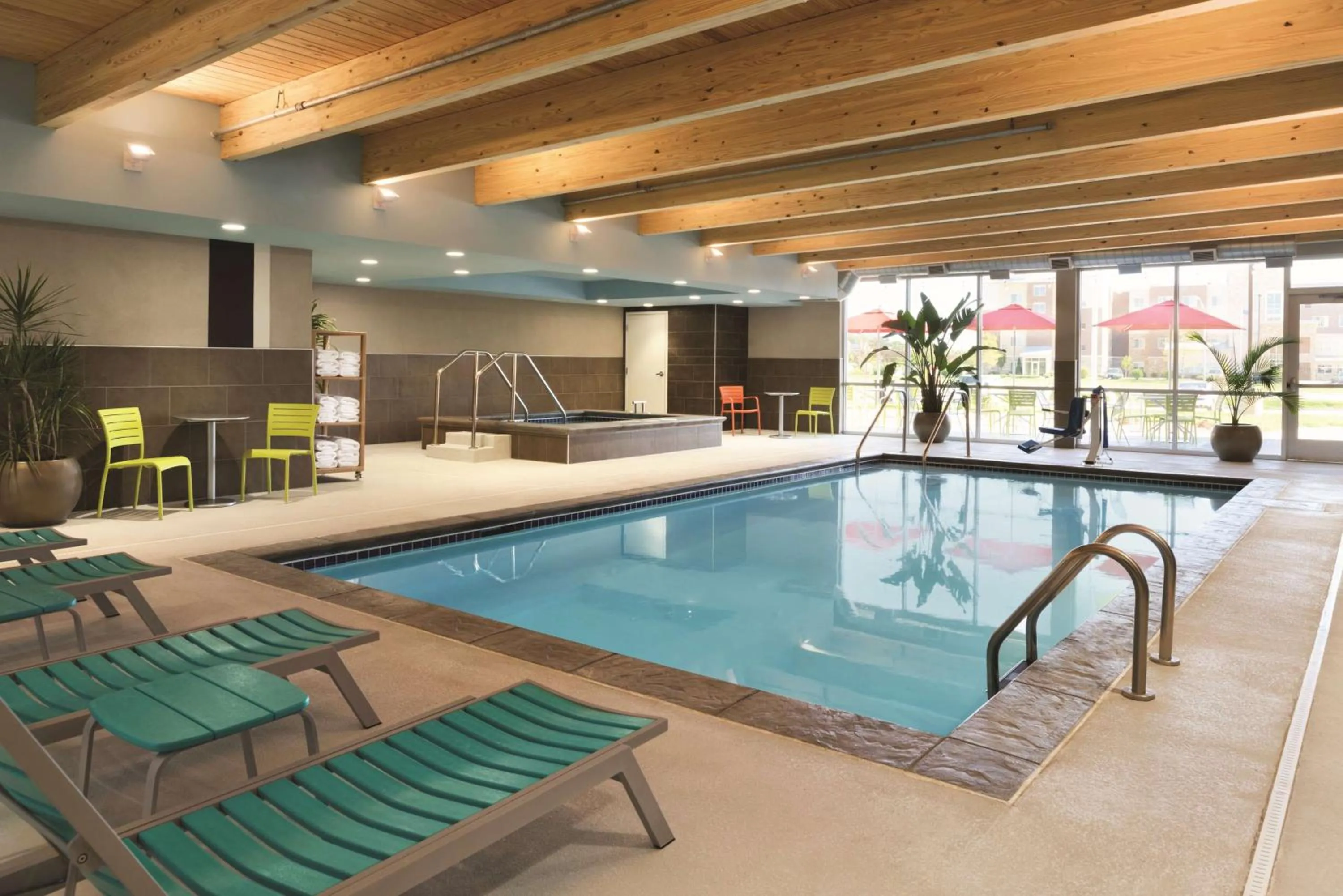 Pool view in Home2 Suites By Hilton Iowa City Coralville