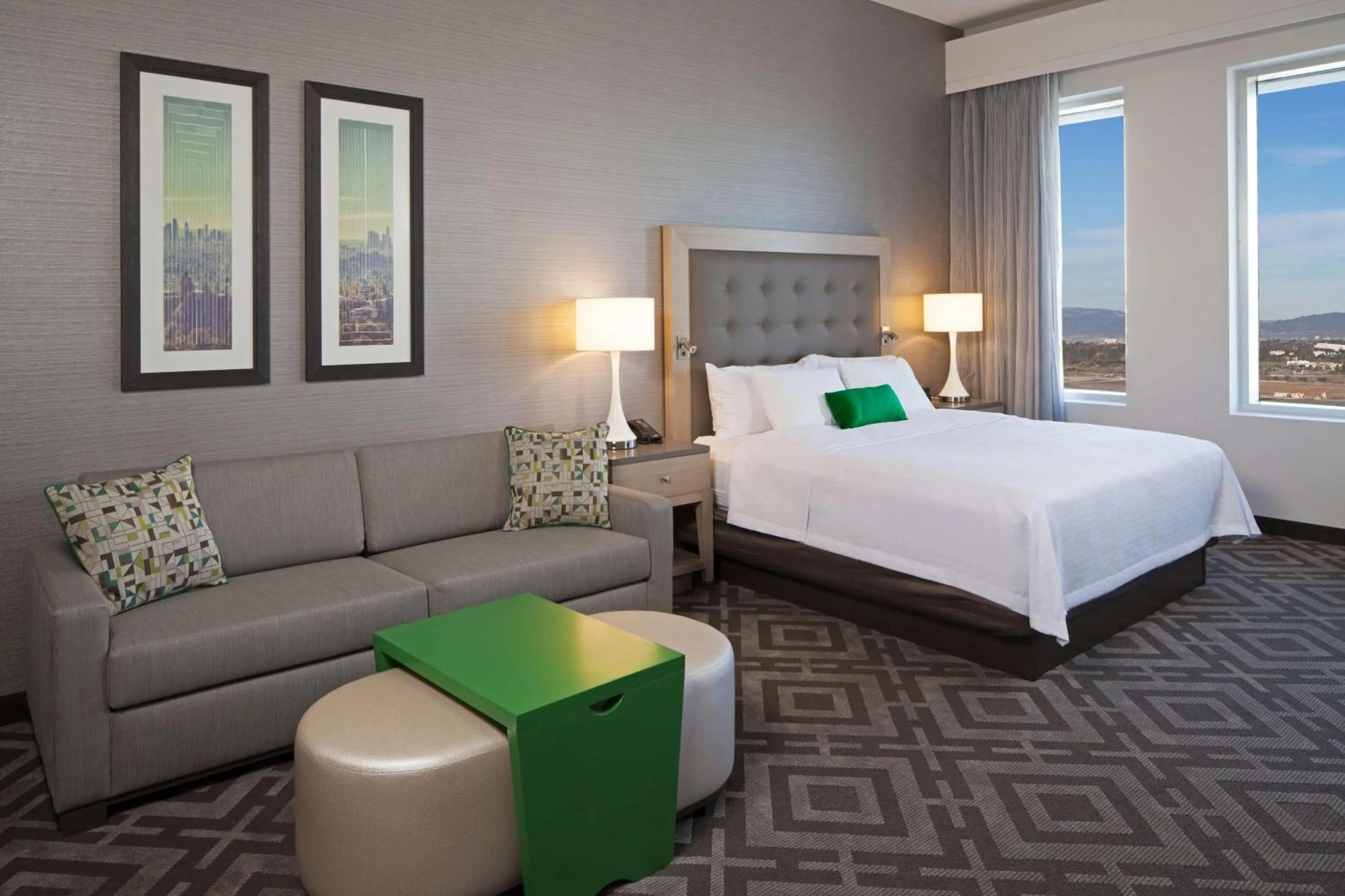 Bed in Homewood Suites By Hilton Los Angeles International Airport