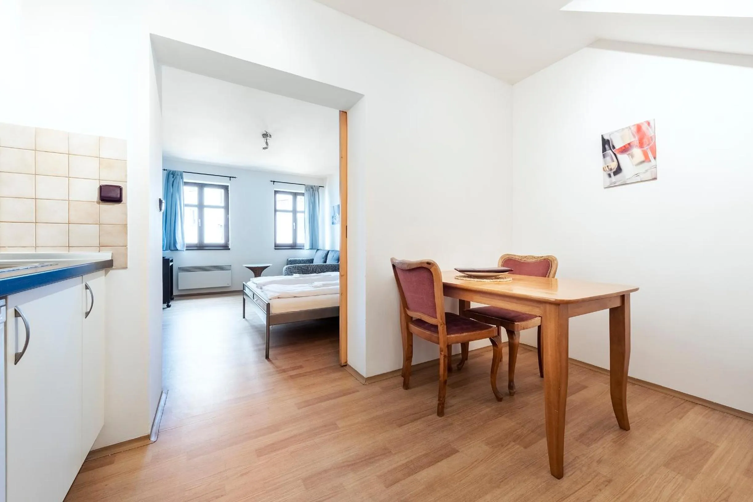 Kitchen or kitchenette, Bed in Family Apartments Praha 6