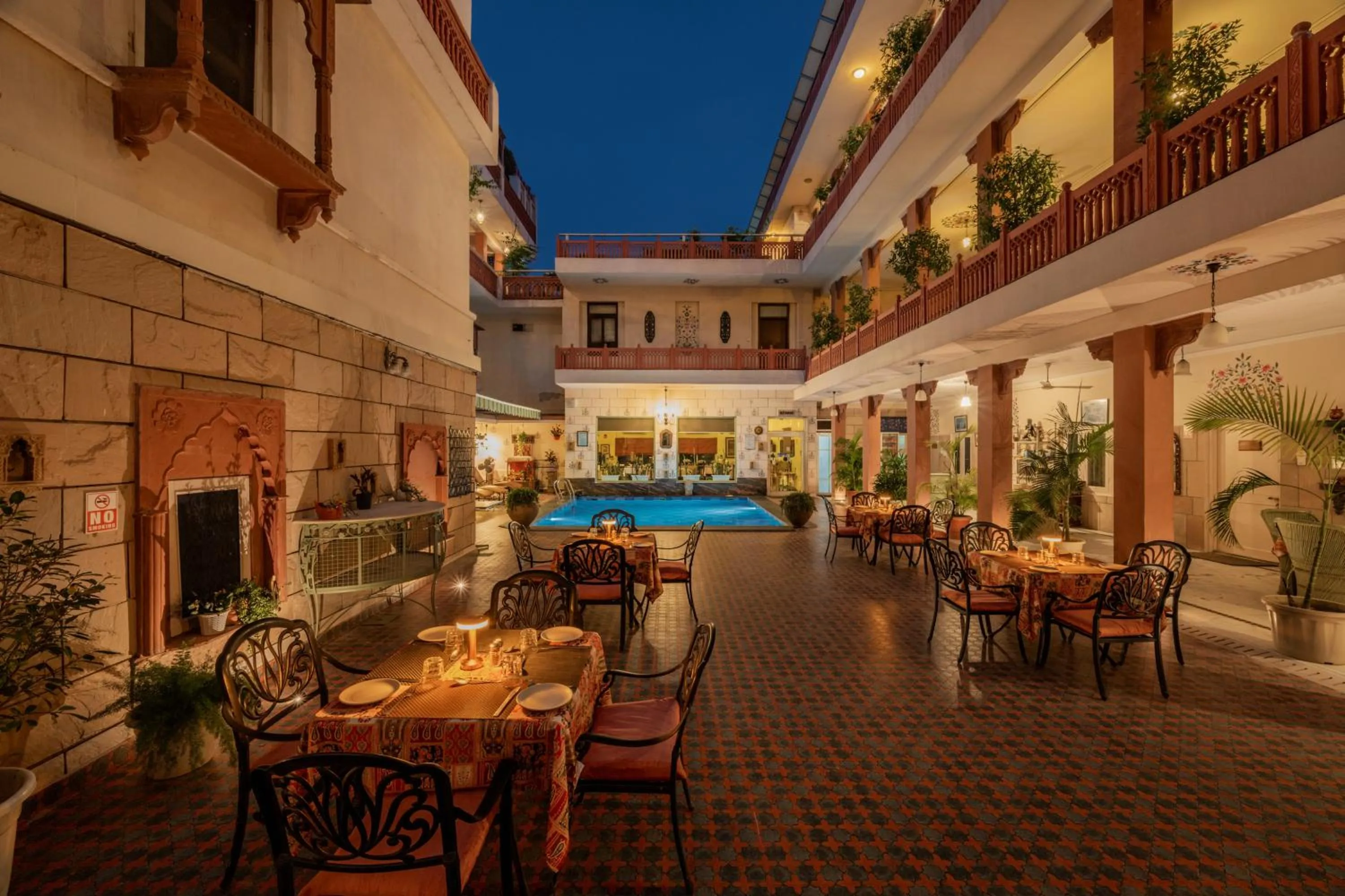 Dining area in Suryaa Villa - A Boutique Heritage Hotel