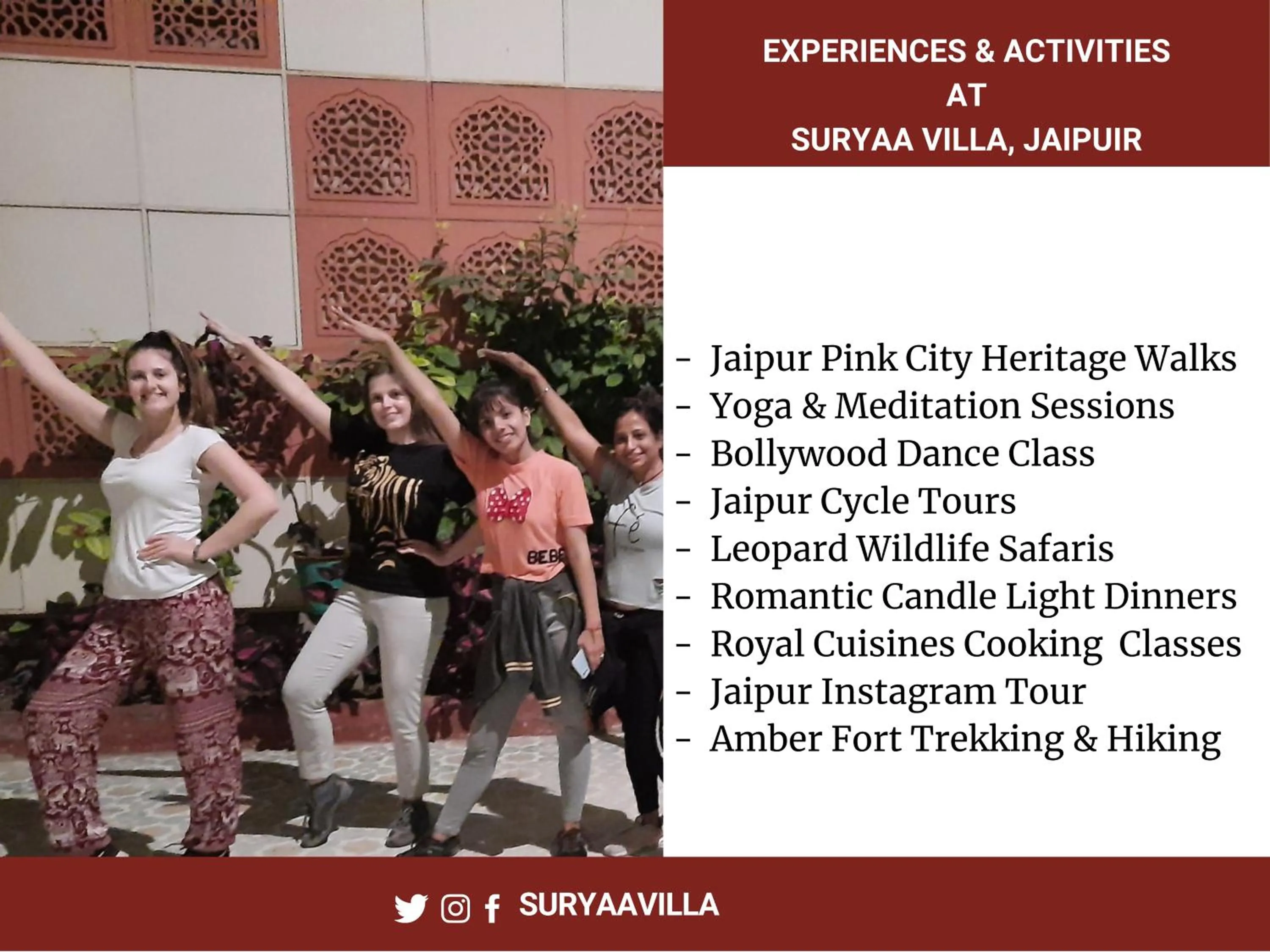 Activities in Suryaa Villa - A Boutique Heritage Hotel