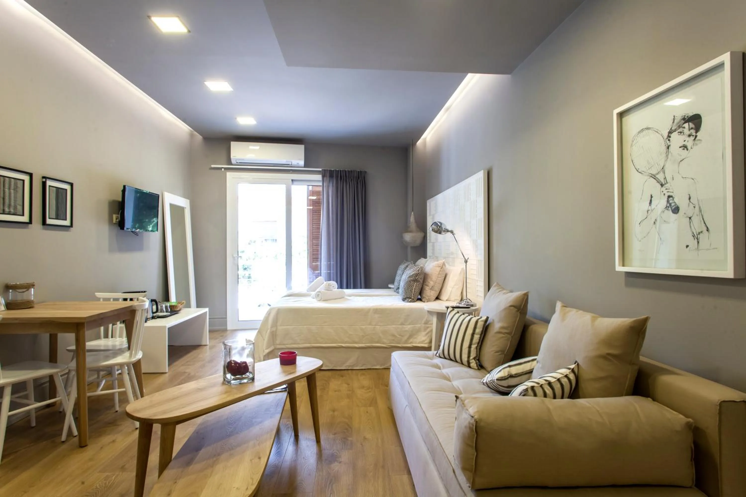 Living room, Bed in Candia Studios & Rooms