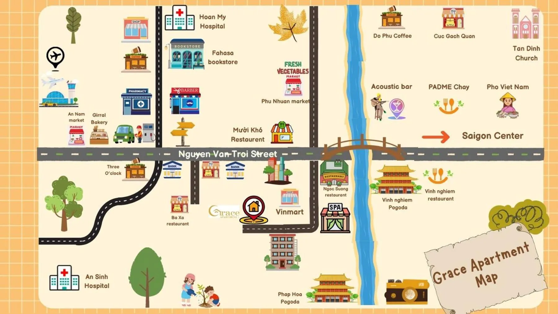 Text overlay in Grace Apartment - HCM