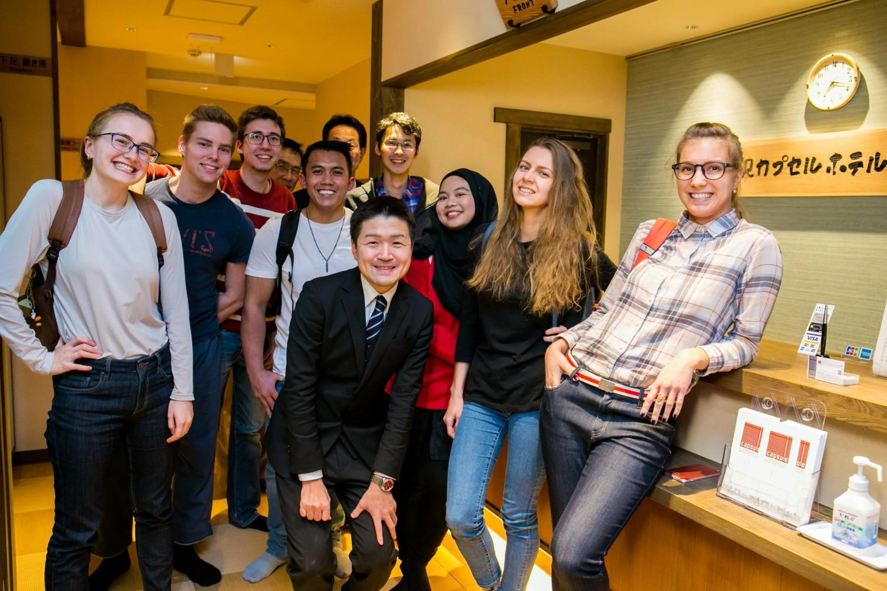 group of guests in Kanazawa Capsule Hotel Musashimachi
