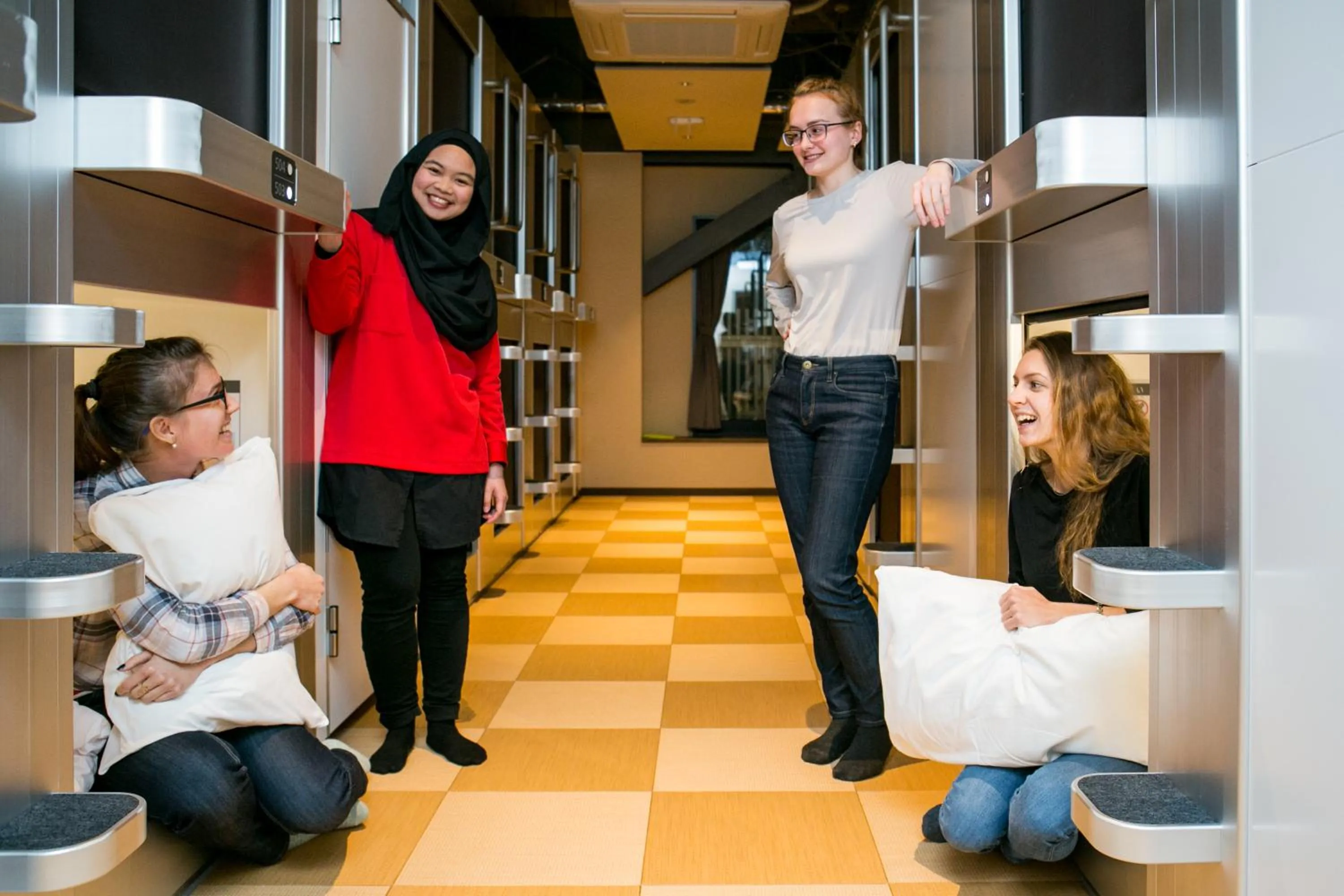 People in Kanazawa Capsule Hotel Musashimachi