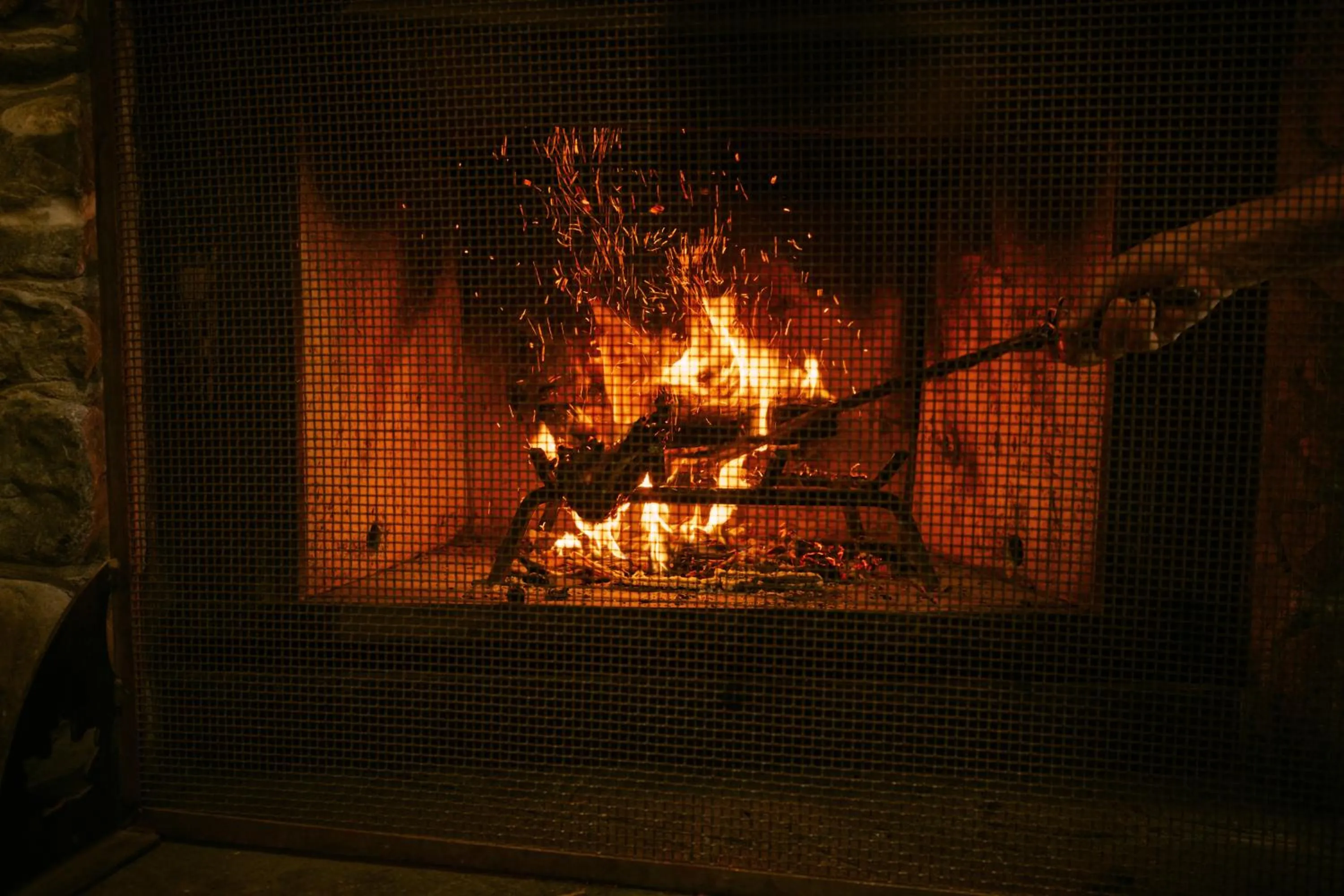 fireplace in Emerald Lake Lodge