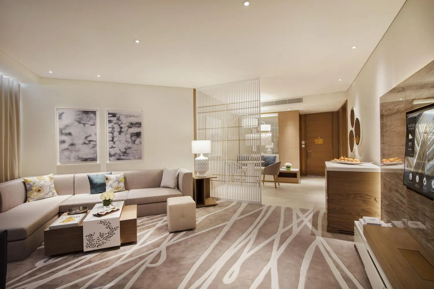 Living room in Al Bandar Rotana – Dubai Creek