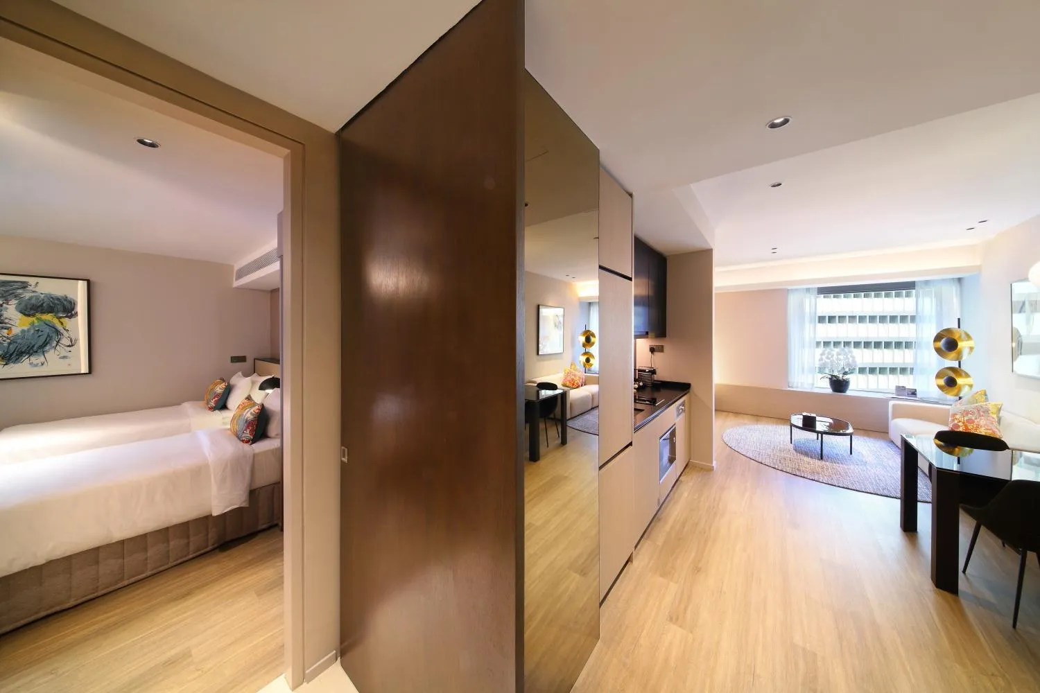 Living room, Bed in Pan Pacific Serviced Suites Orchard, Singapore