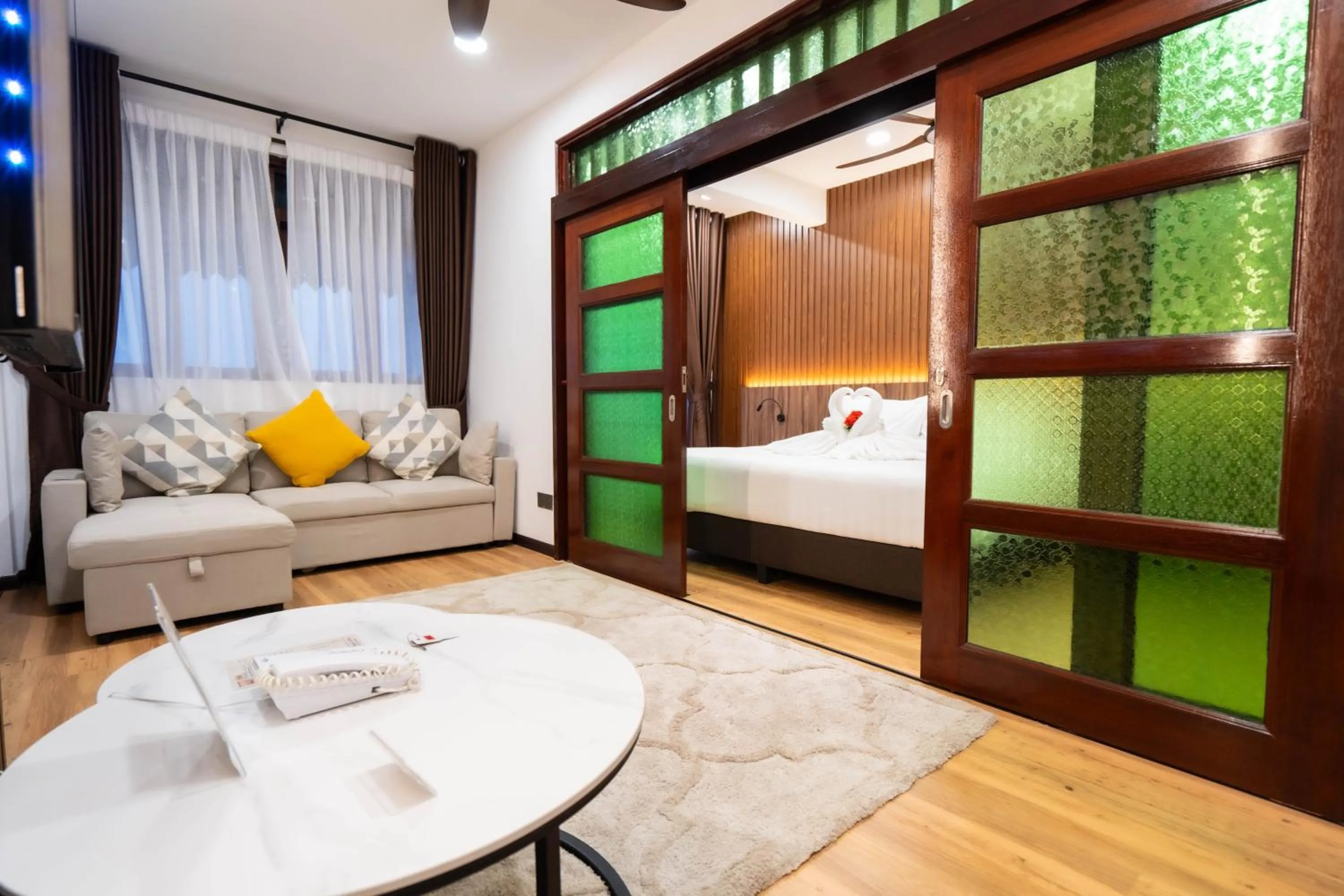 Living room, Bed in Bukit Merah Laketown Resort