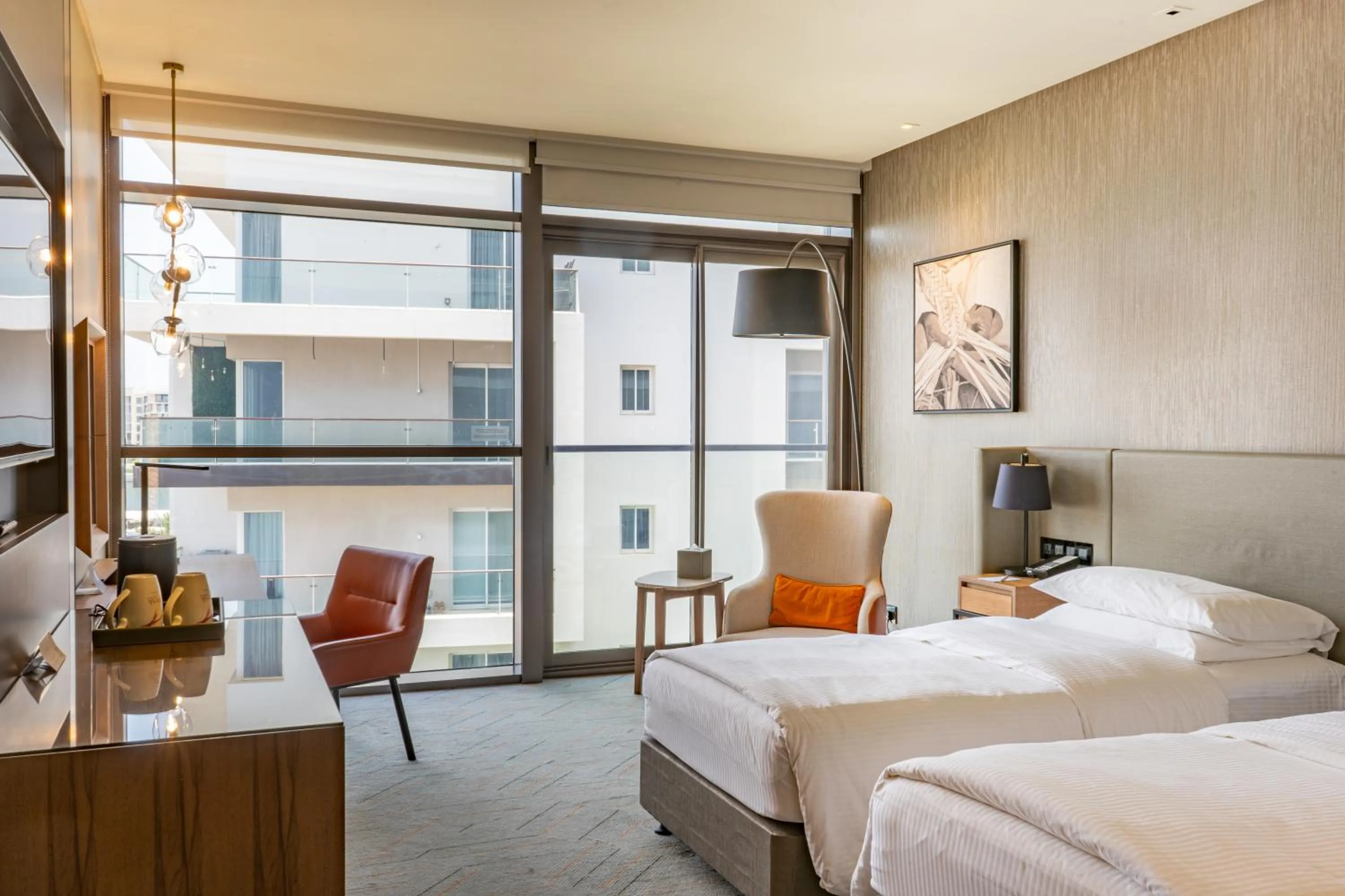 Bed in Mysk Al Mouj Hotel