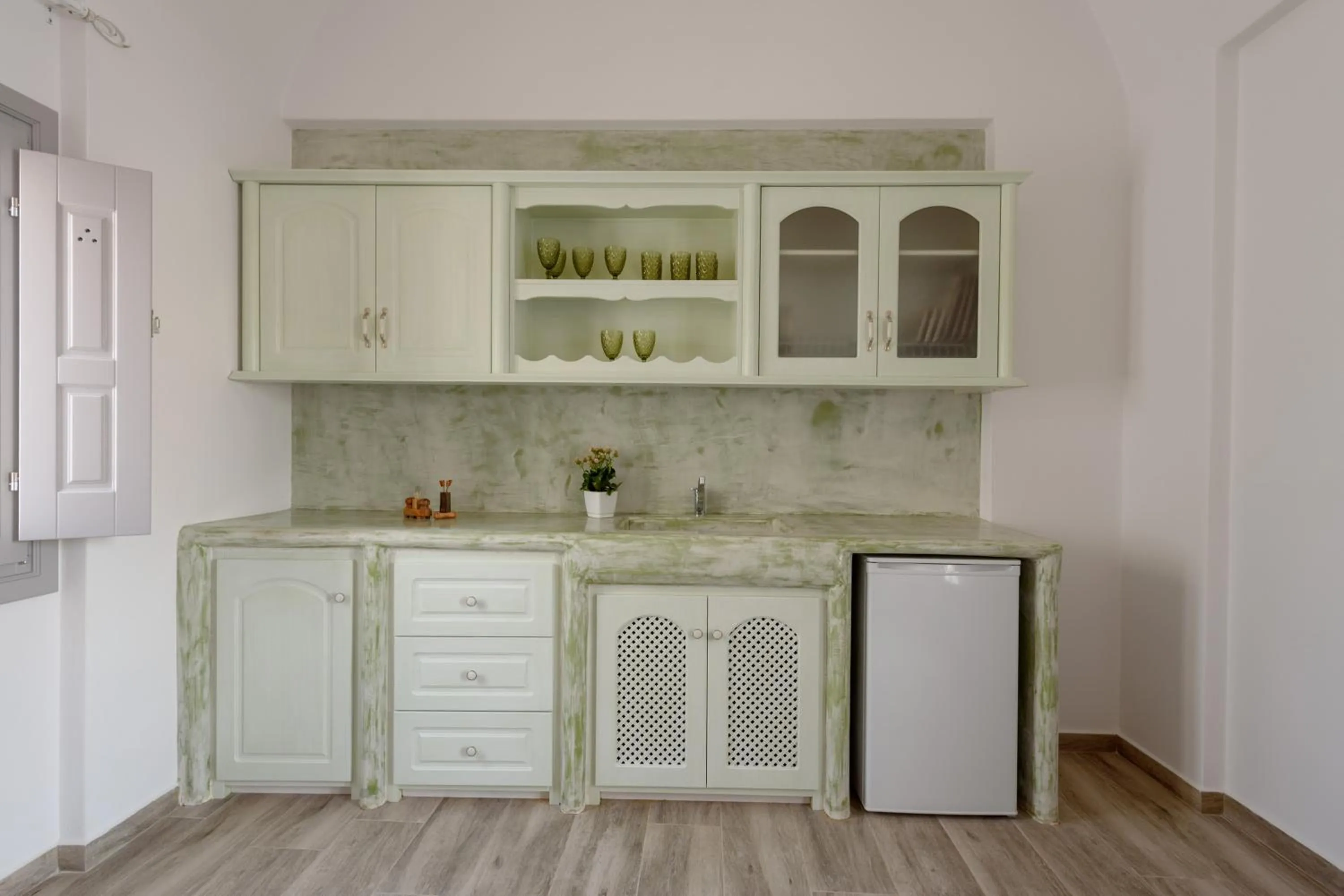 kitchen in Ikies Santo Filoxenia Apartments