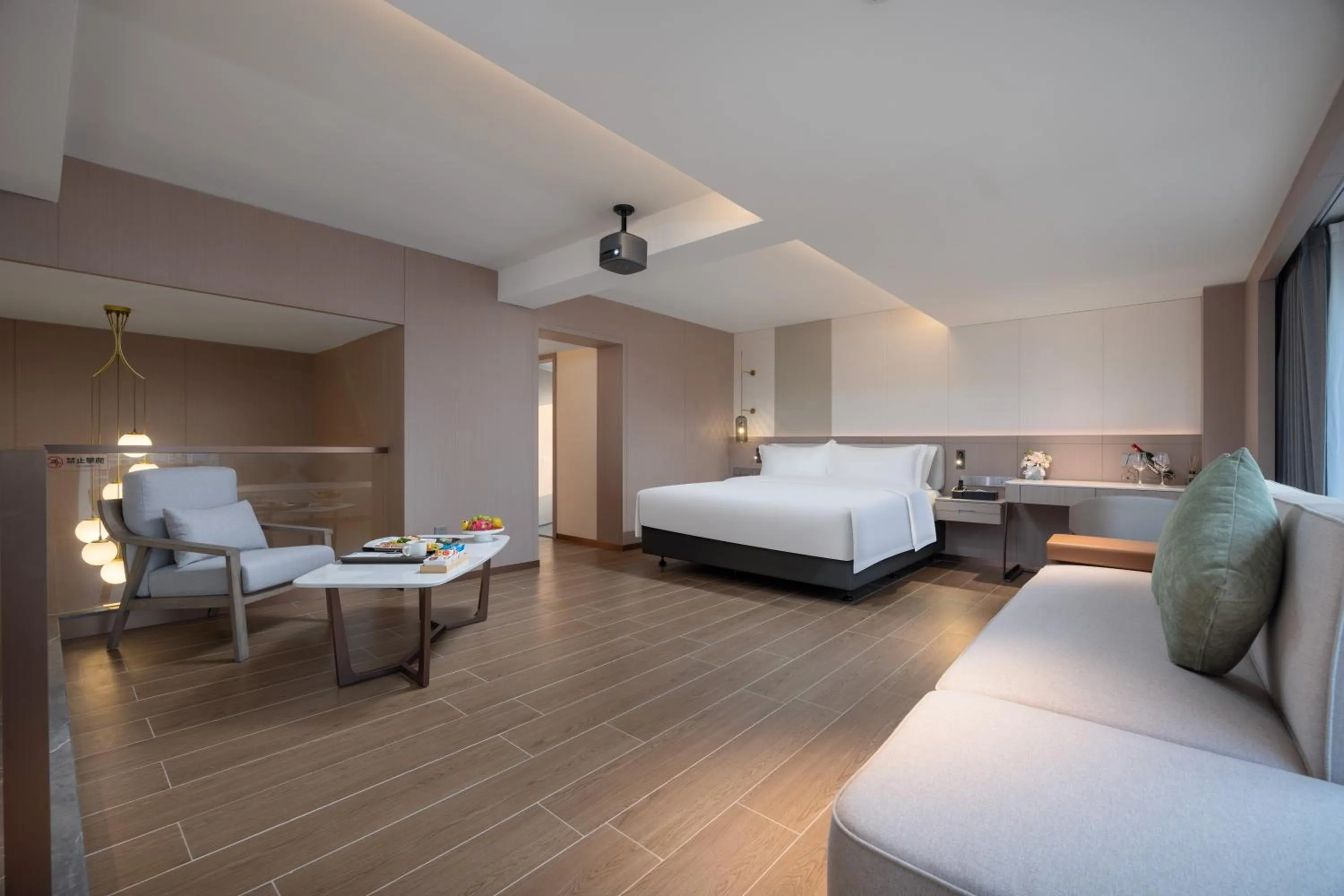 Seating area, Bed in Sunflower Hotel &Residence, Futian Port Branch