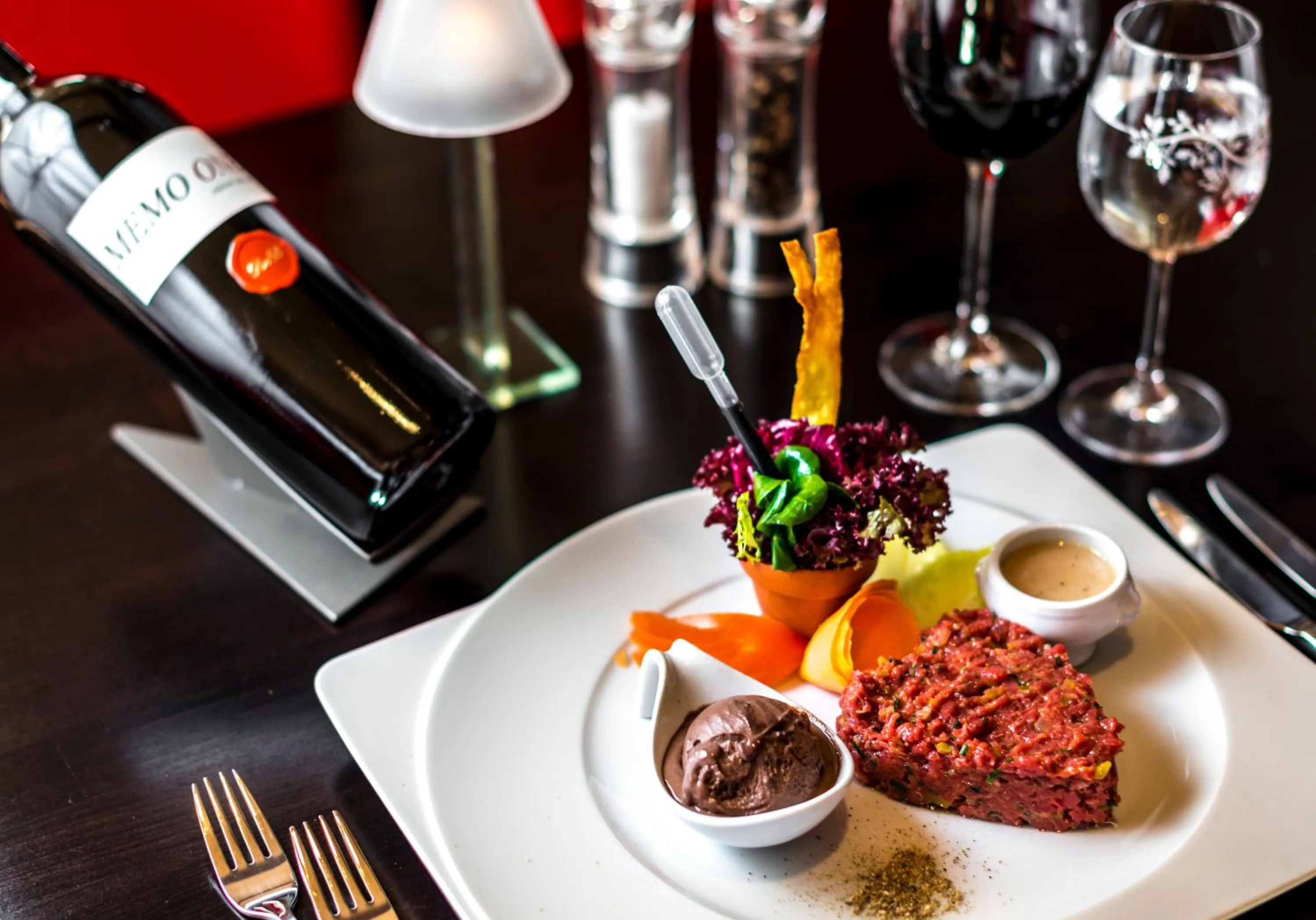 Food close-up in Hotel Restaurant Waldhaus