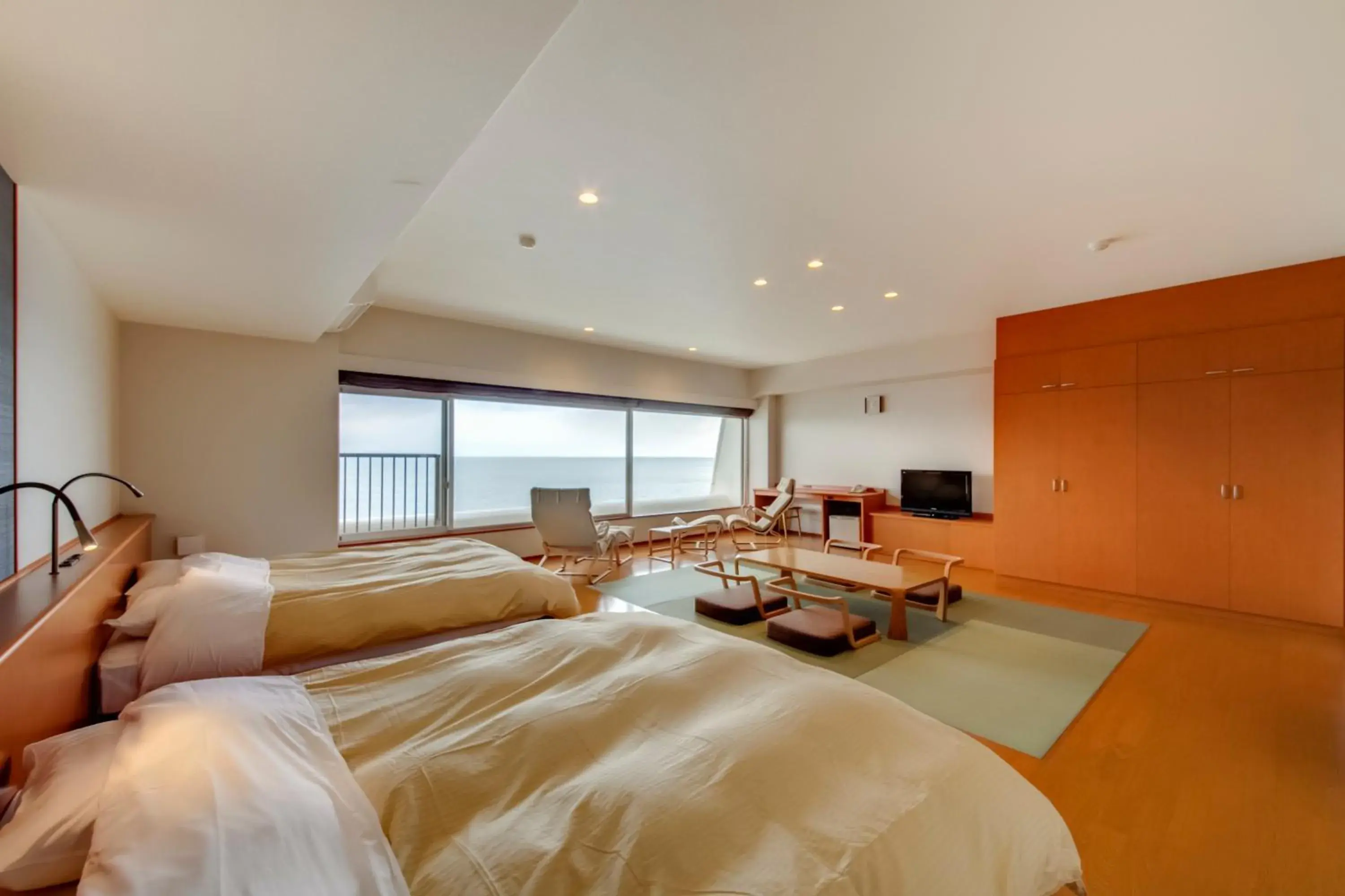 Deluxe Double Room with Tatami Area and Ocean View - Non-Smoking in Kyukamura Ibusuki Deluxe Double Room with Tatami Area and Ocean View - Non-Smoking in Kyukamura Ibusuki