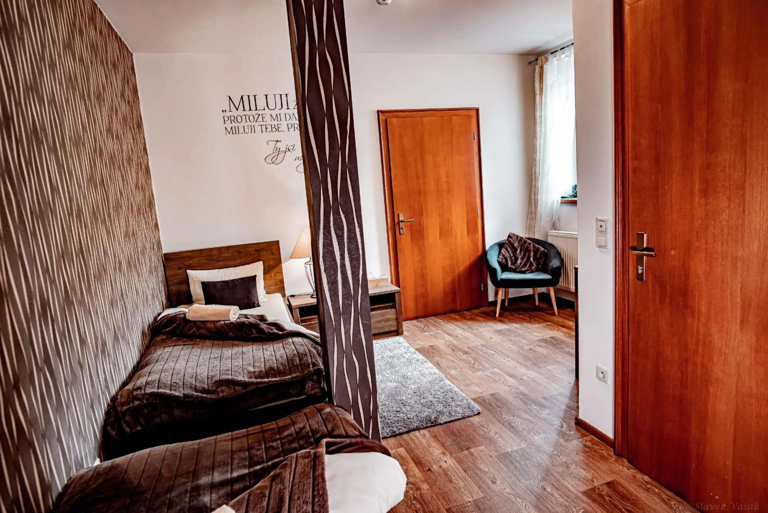 Seating area, Bed in Penzion a restaurace Staré Časy