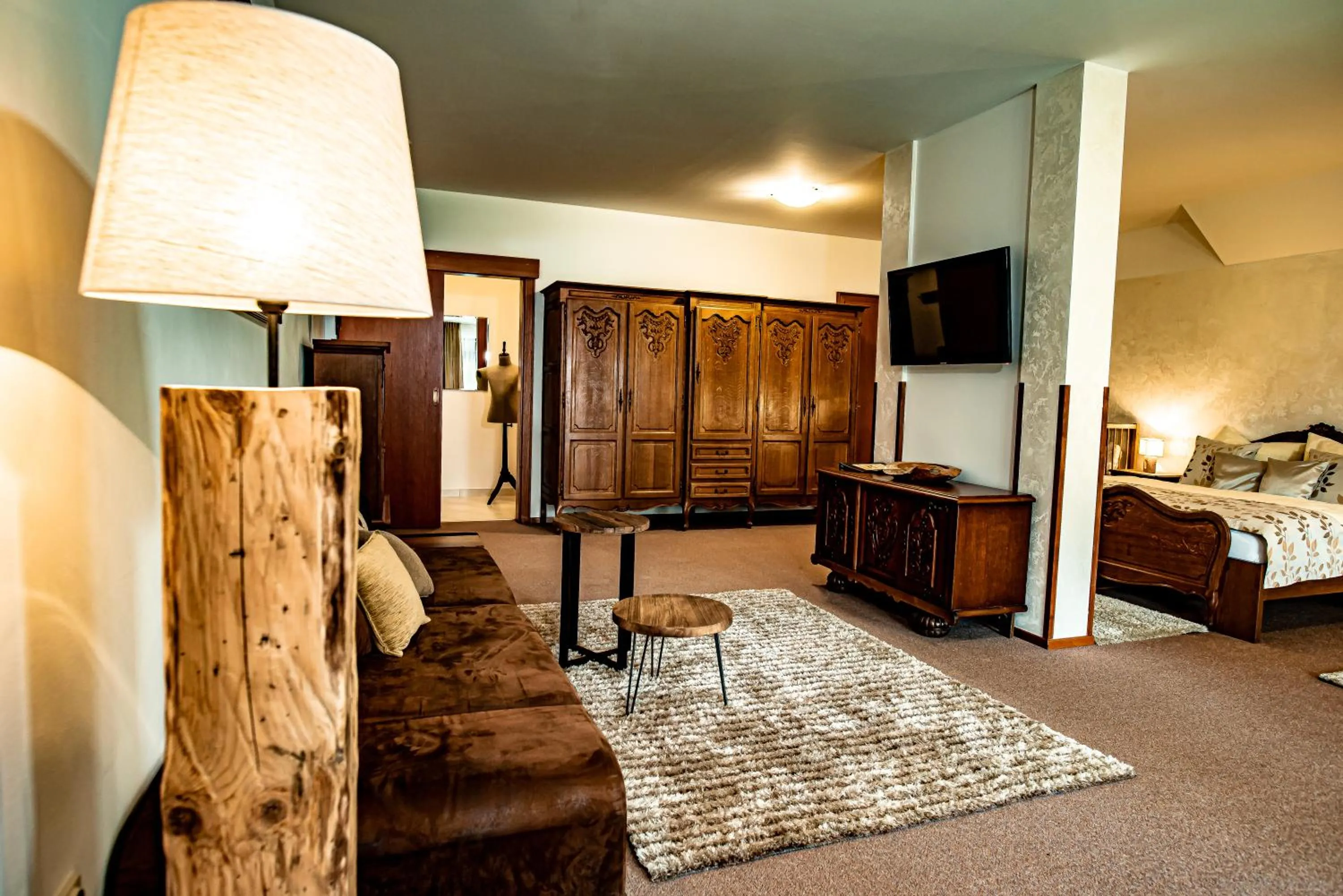 Living room, Bed in Penzion a restaurace Staré Časy