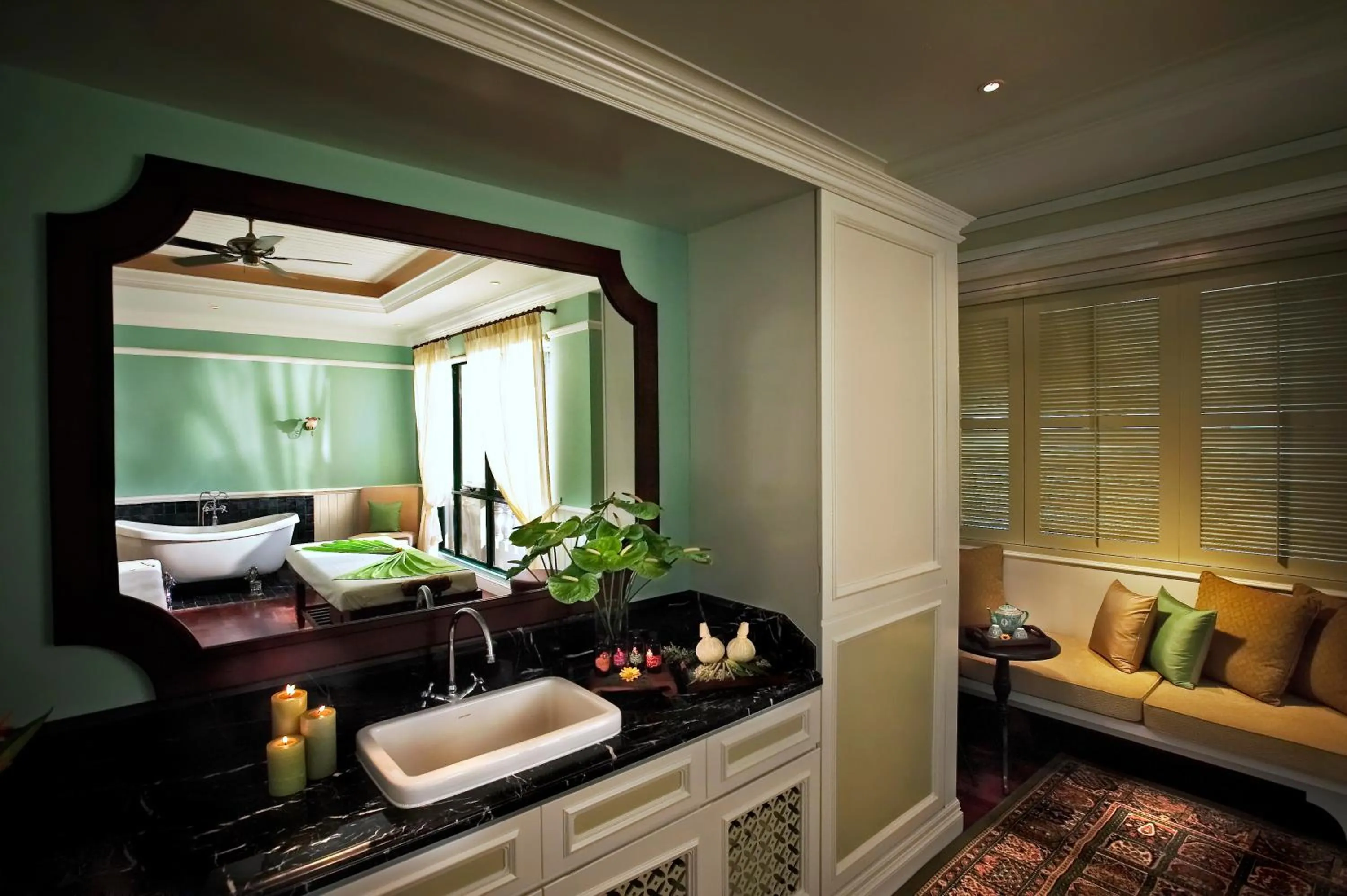 Bathroom, Bed in The Majestic Malacca Hotel - Small Luxury Hotels of the World