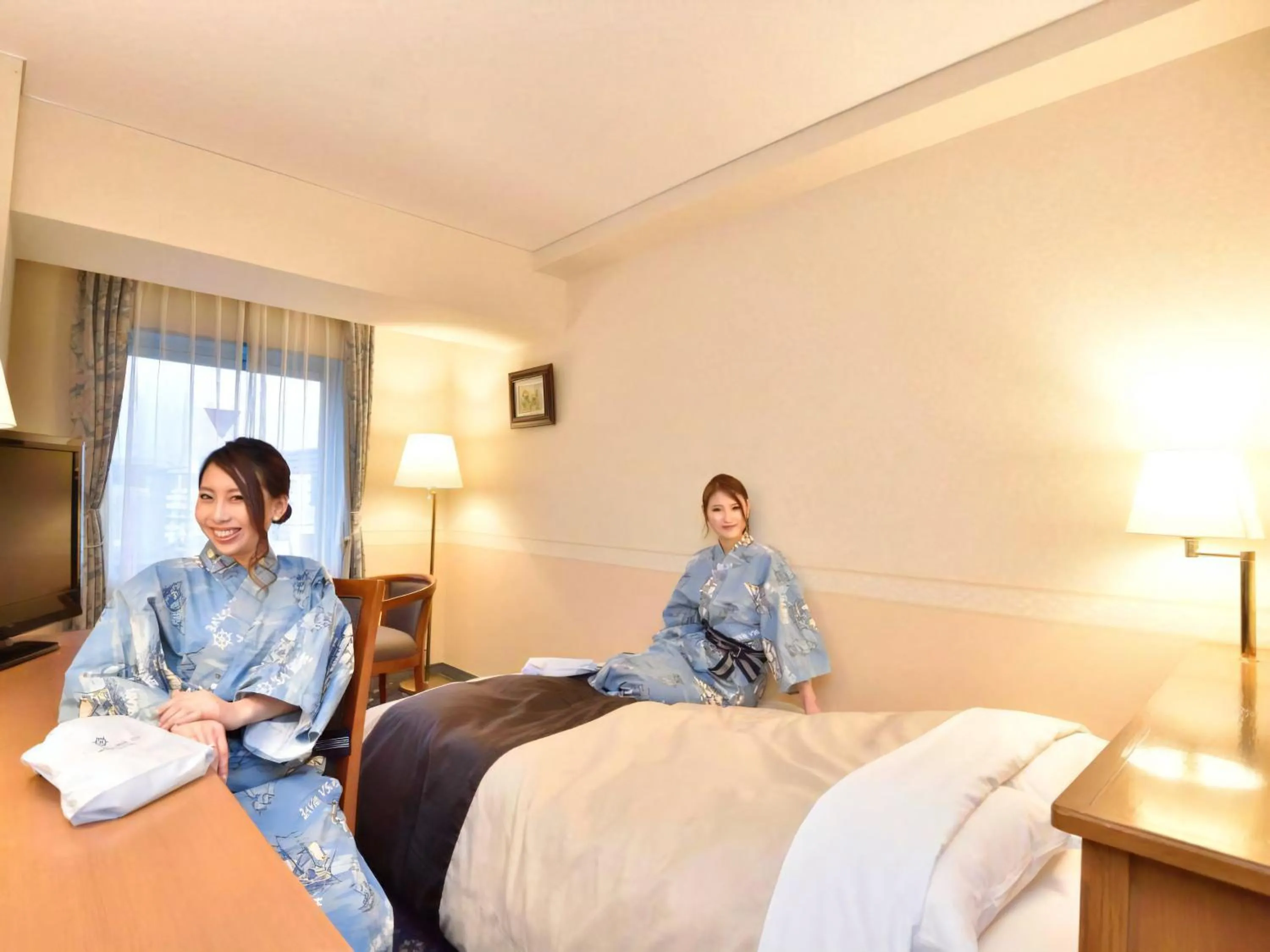 Bed in Hotel Seawave Beppu