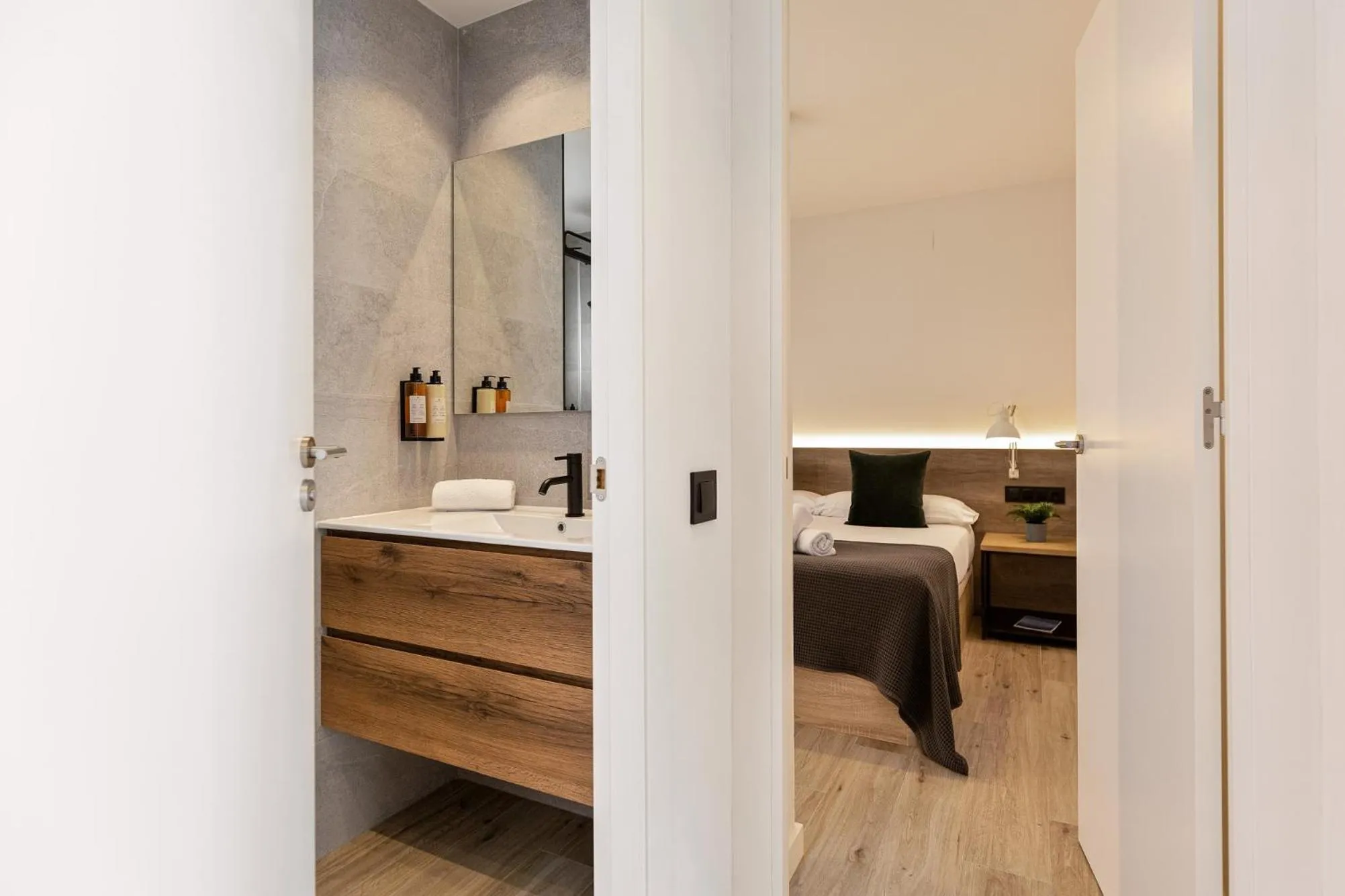 Bathroom, Bed in Sitges Group Calm Beach