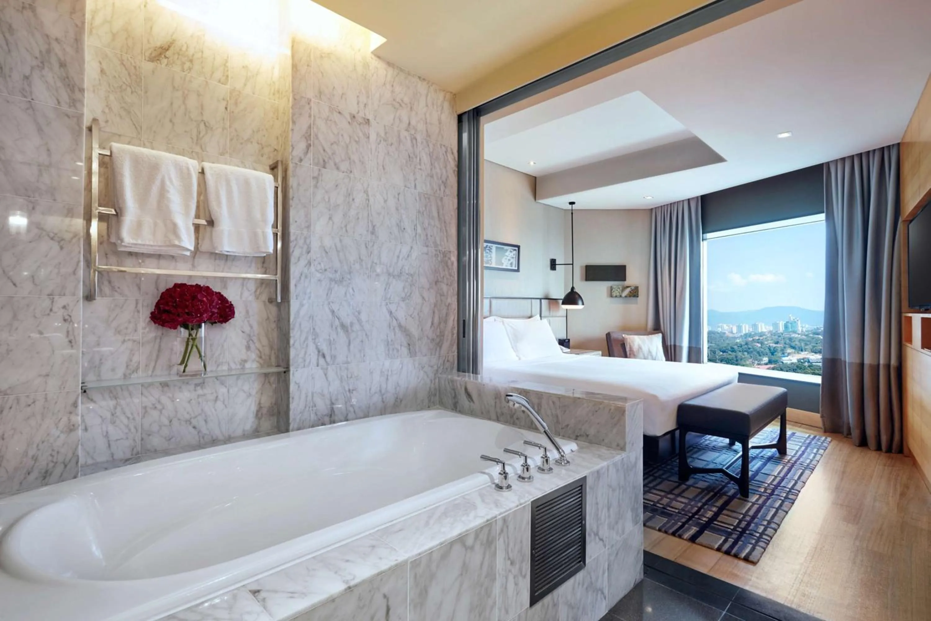 Bathroom, Bed in Hilton Kuala Lumpur