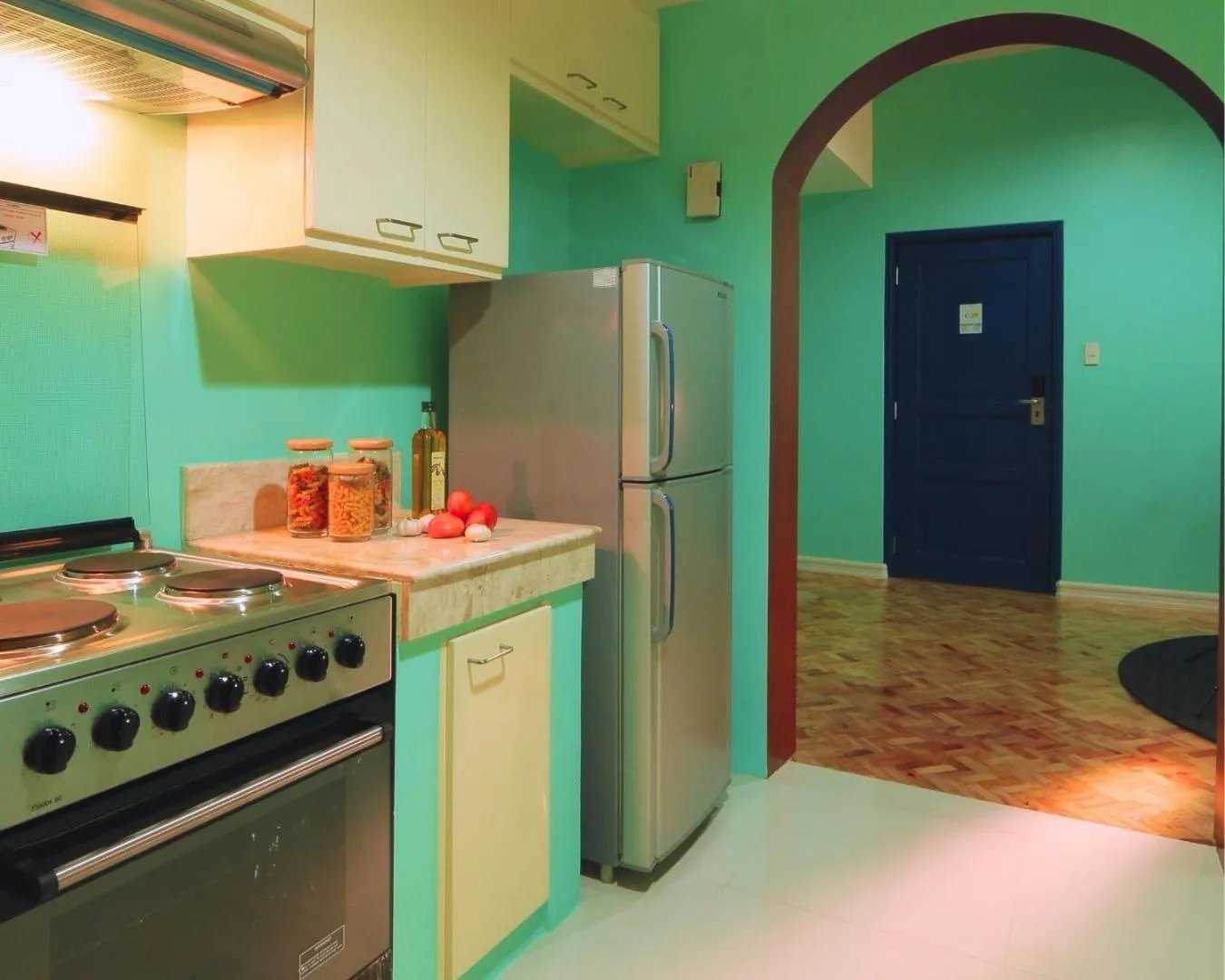 Kitchen or kitchenette in Parque España Residence Hotel