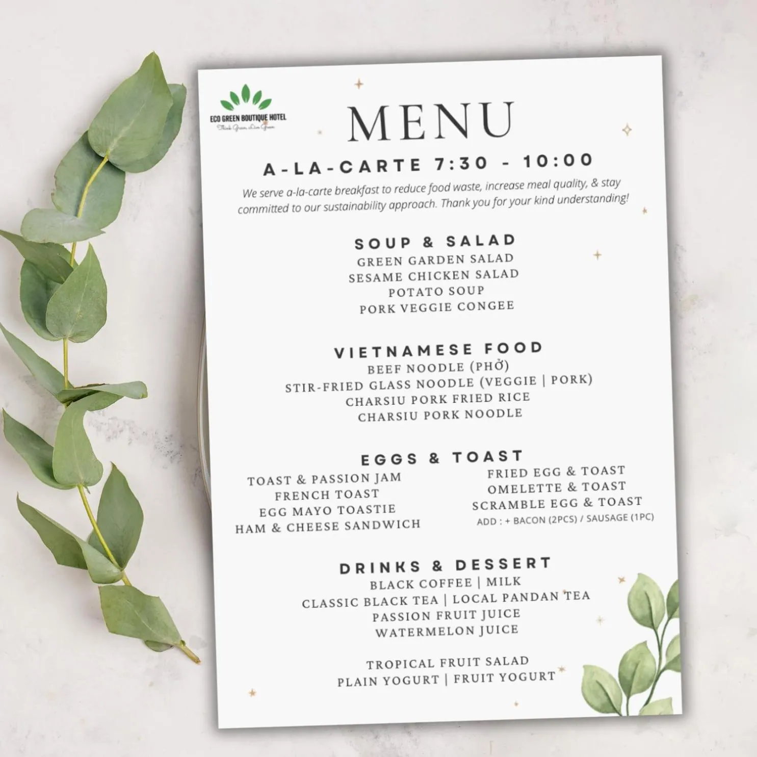 Breakfast in Eco Green Boutique Hotel Da Nang