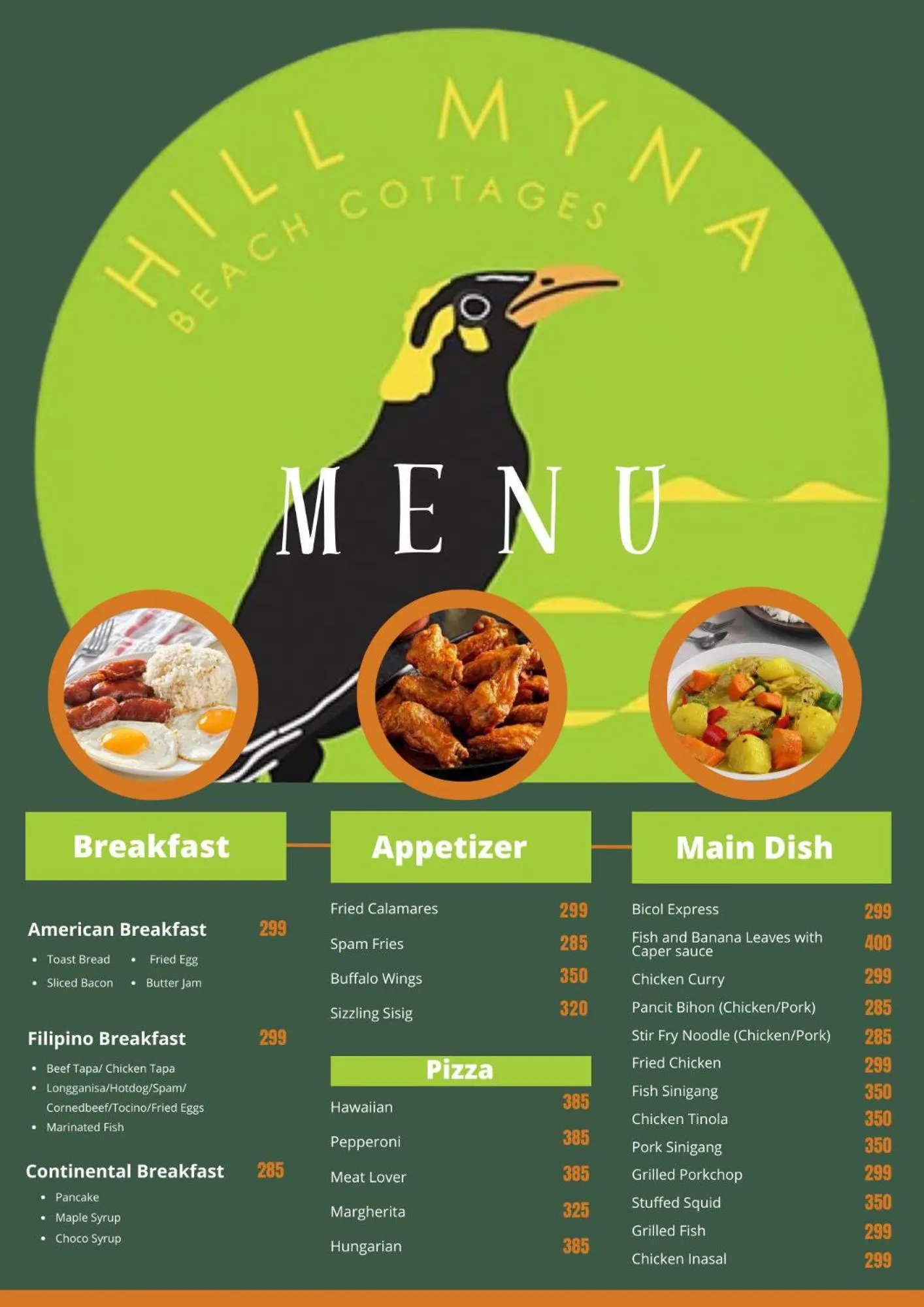 Breakfast in Hill Myna Beach Cottages