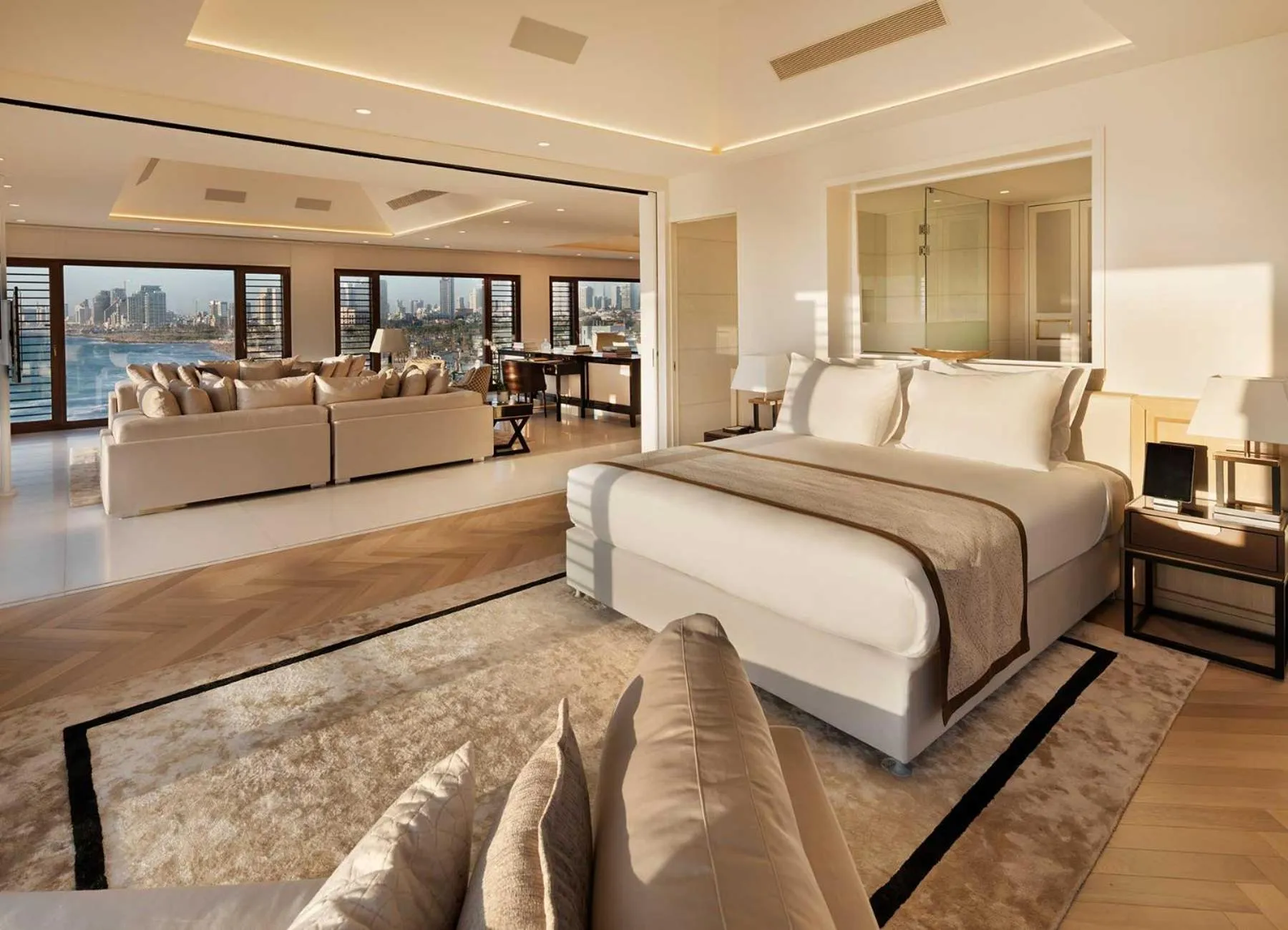 Bed in The Setai Tel Aviv, a Member of the leading hotels of the world