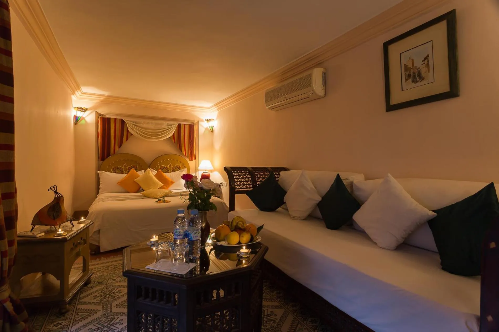 Seating area, Bed in Riad Amina