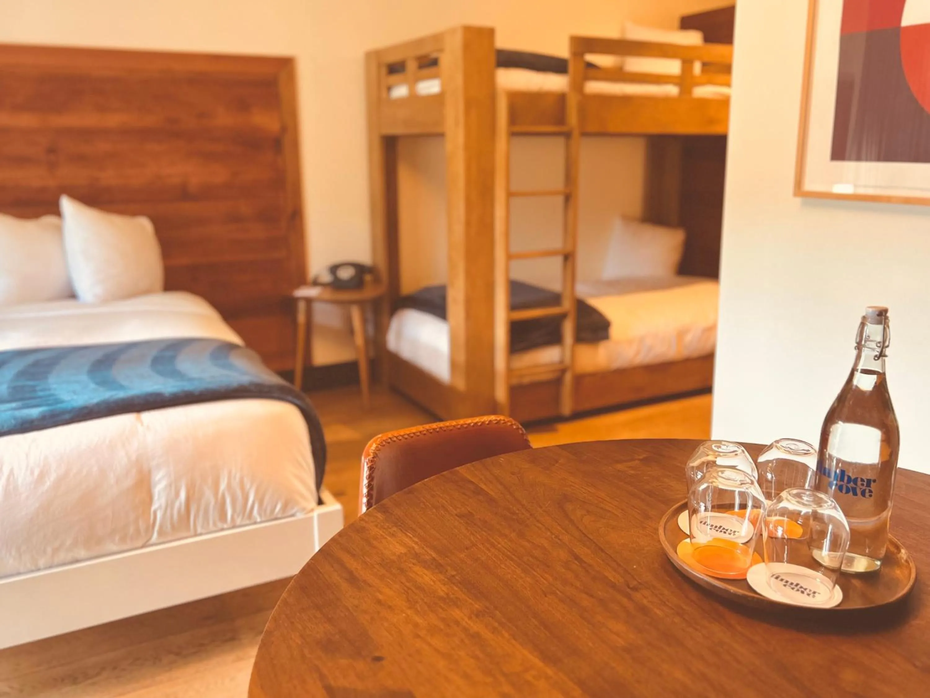 Drinks, Bed in Timber Cove Resort