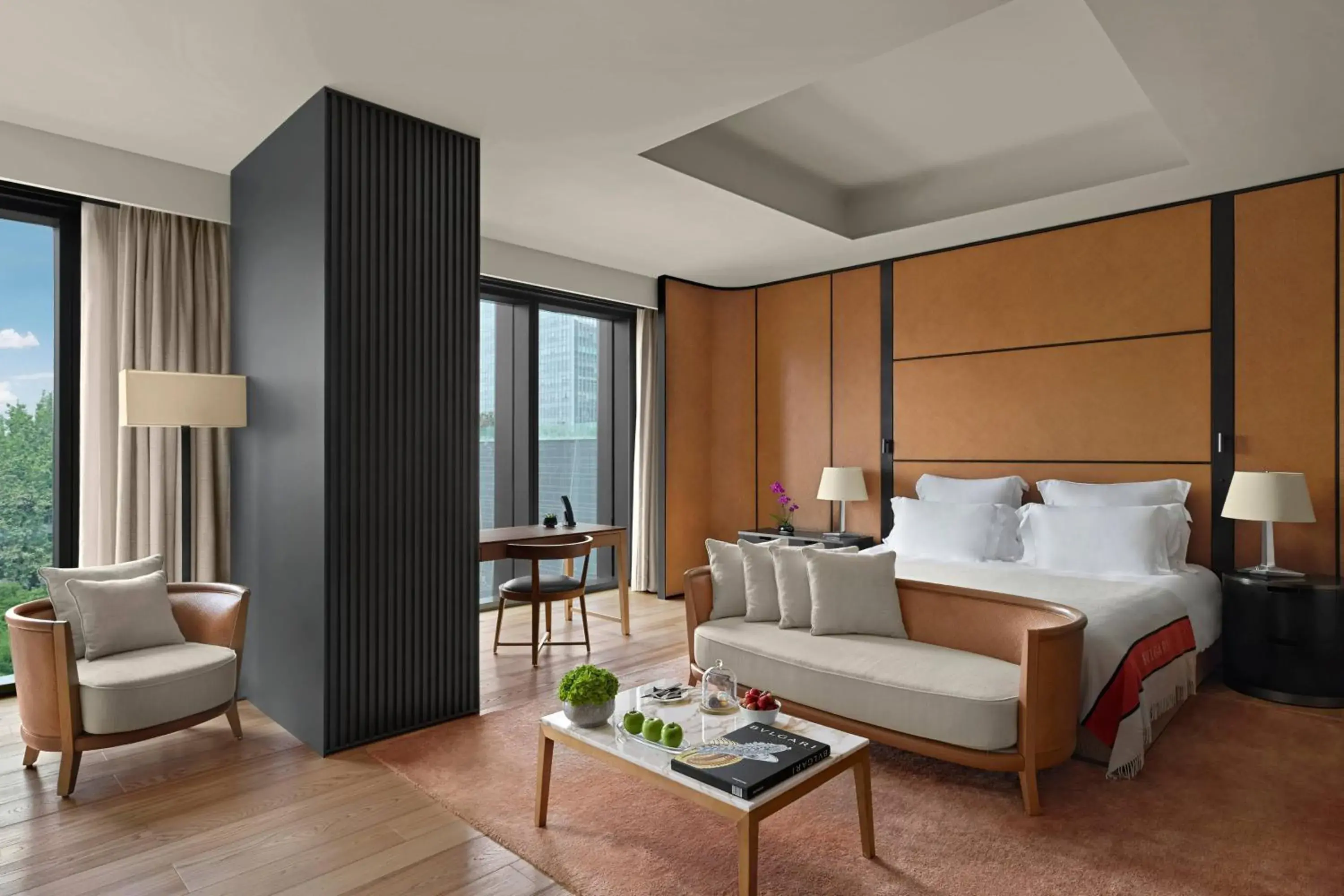 Superior Room with One King Bed and City View (Free Mini-bar soft drinks & beers + 1.9 mi pick-up or drop-off service + Berluti shoe shinning & pressing service) in Bvlgari Hotel Beijing Superior Room with One King Bed and City View (Free Mini-bar soft drinks & beers + 1.9 mi pick-up or drop-off service + Berluti shoe shinning & pressing service) in Bvlgari Hotel Beijing