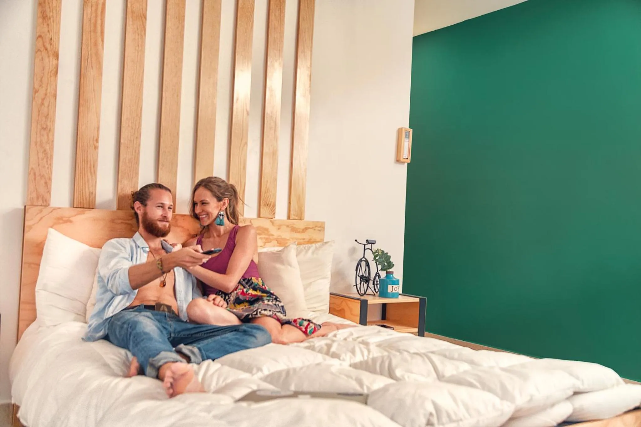 Bed in Nomads Hotel & Rooftop Pool Cancun