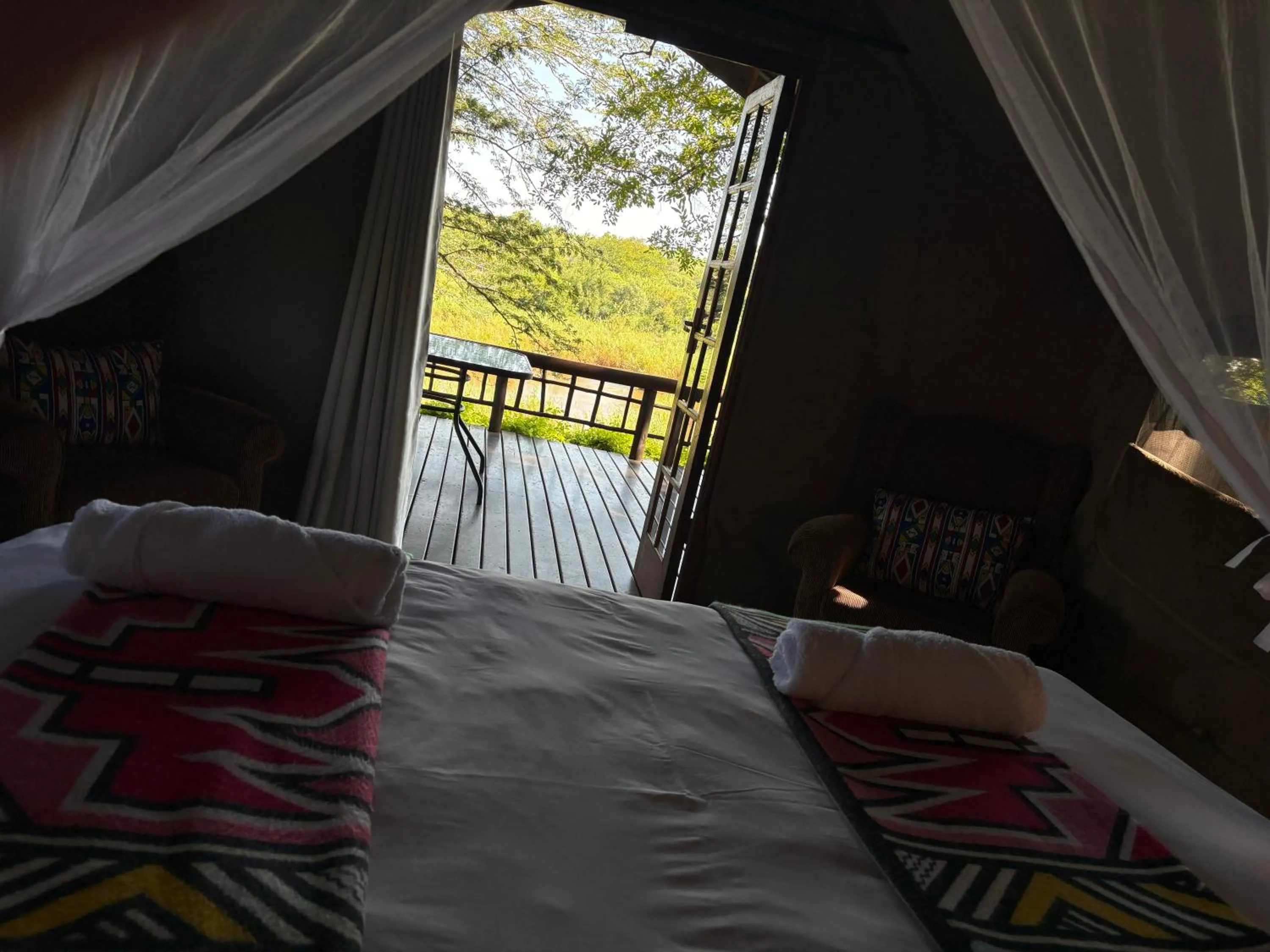 View (from property/room), Bed in Sabie River Bush Lodge