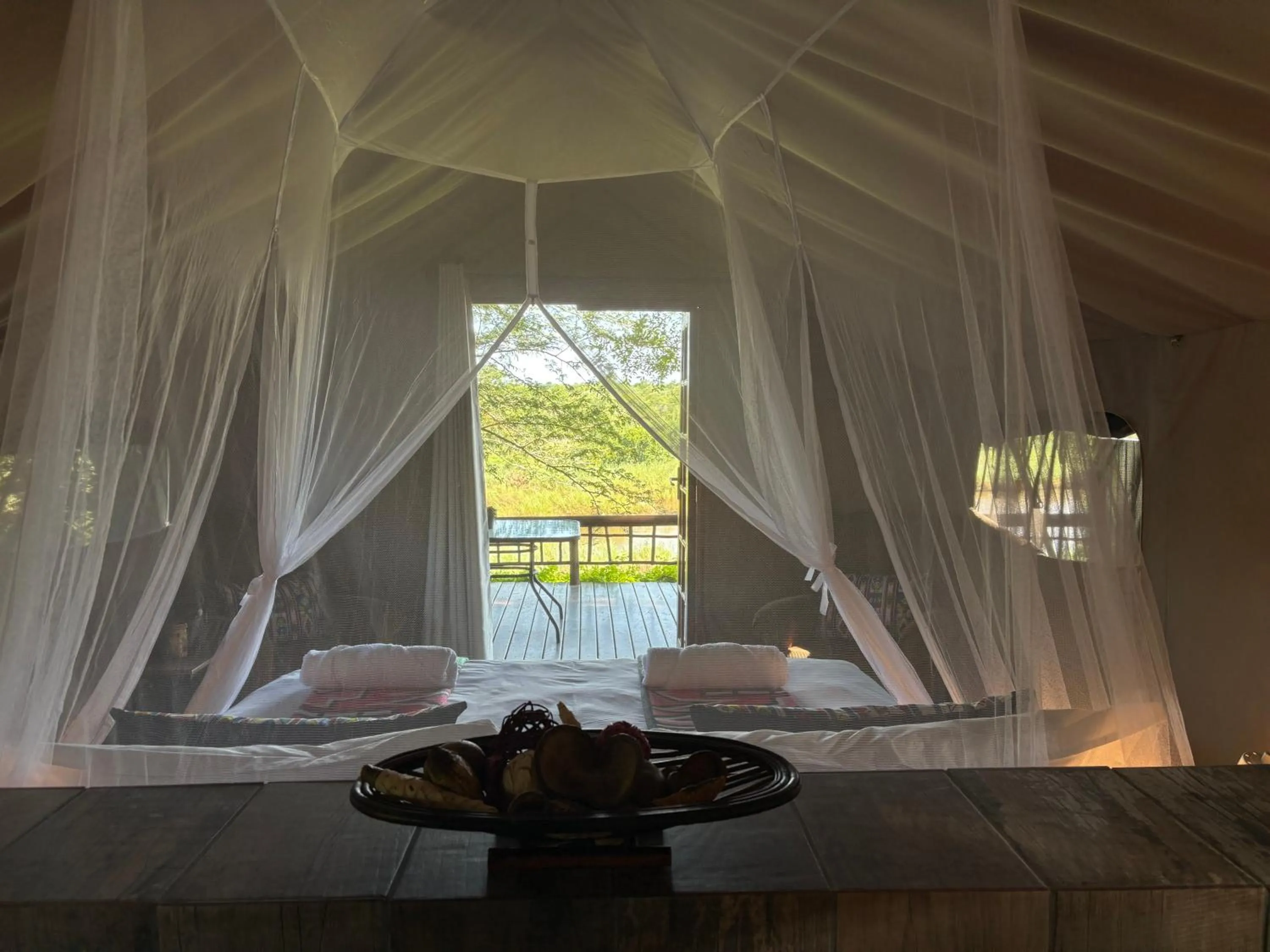 Bed in Sabie River Bush Lodge