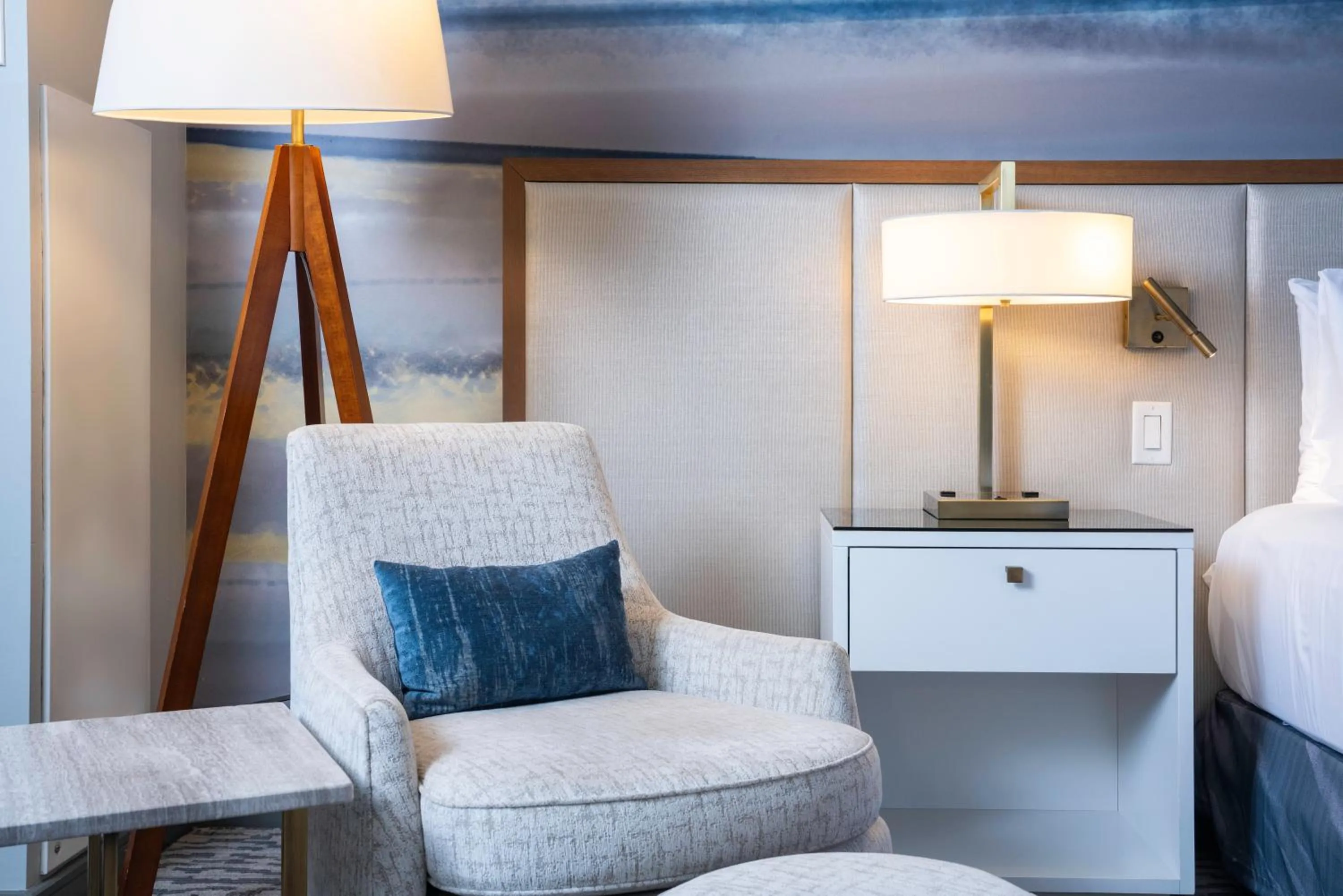 Decorative detail, Bed in The Lofton Hotel Minneapolis, Tapestry Collection by Hilton