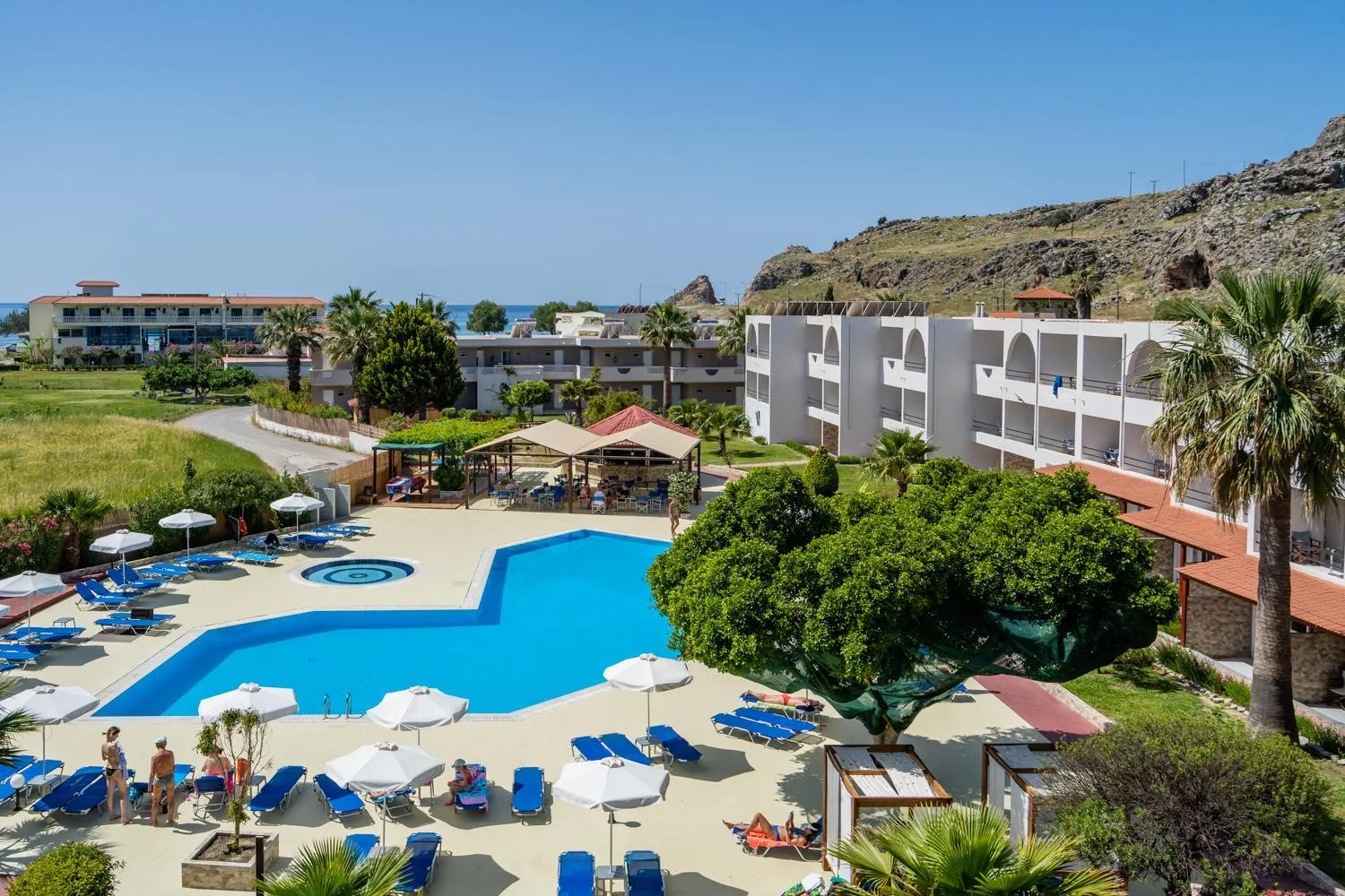 Pool view in Lardos Bay Hotel