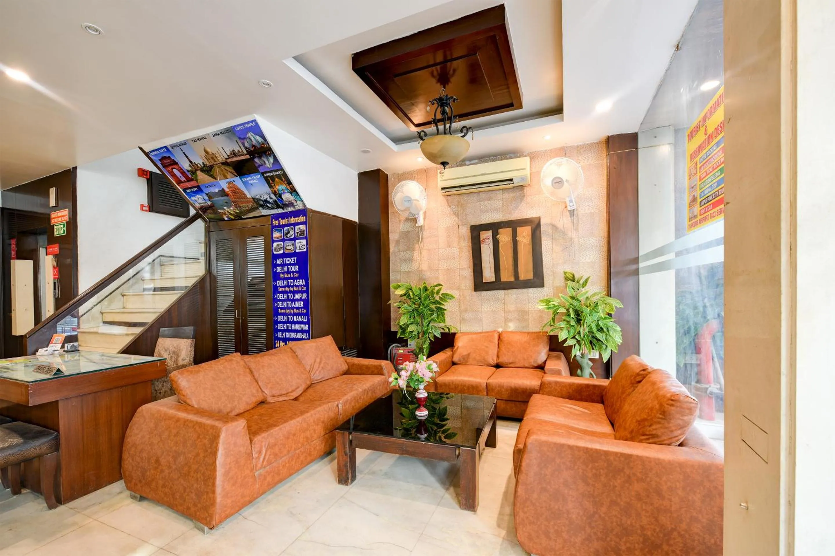 Seating area in The Raj at New Delhi Railway Station