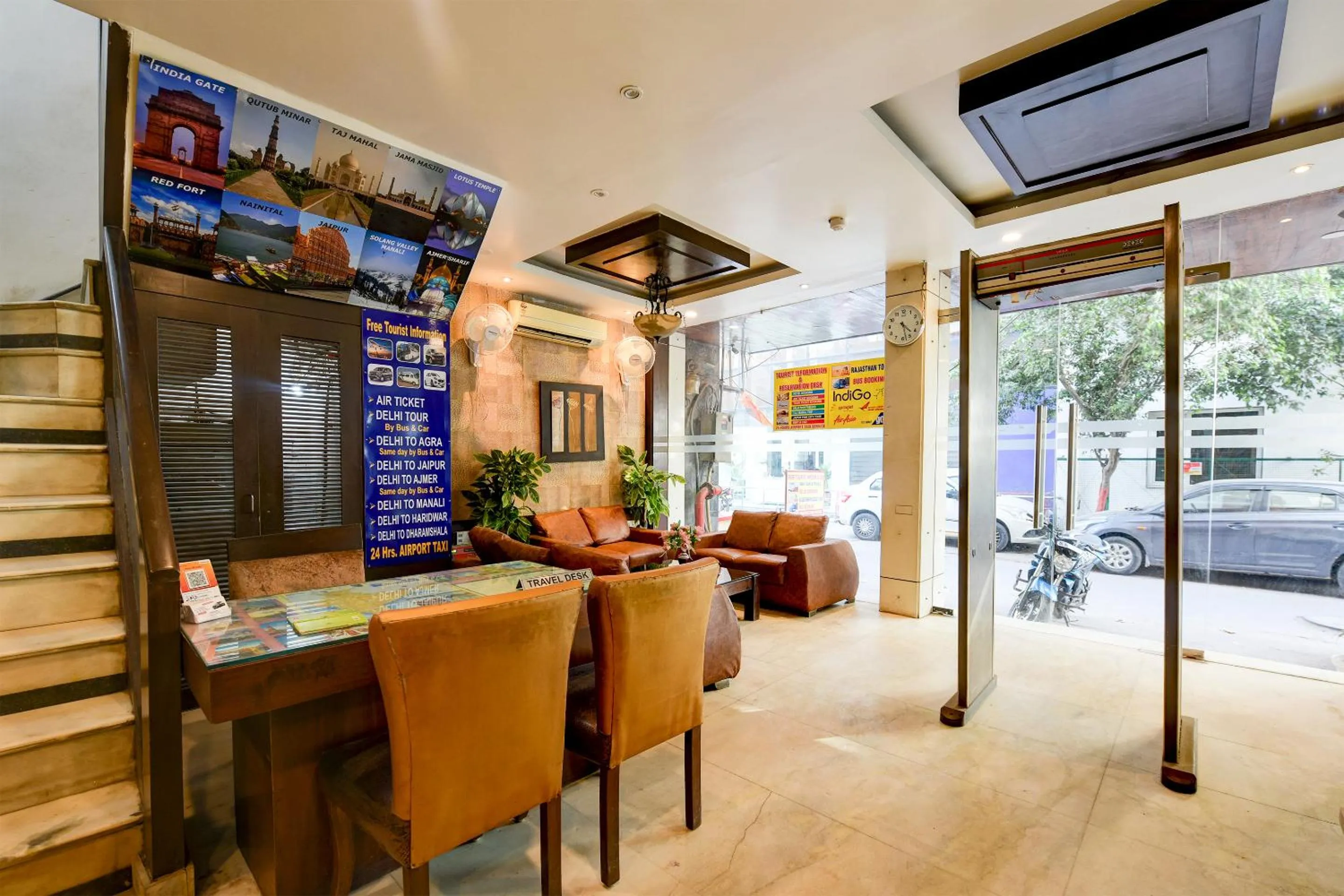 Seating area in The Raj at New Delhi Railway Station