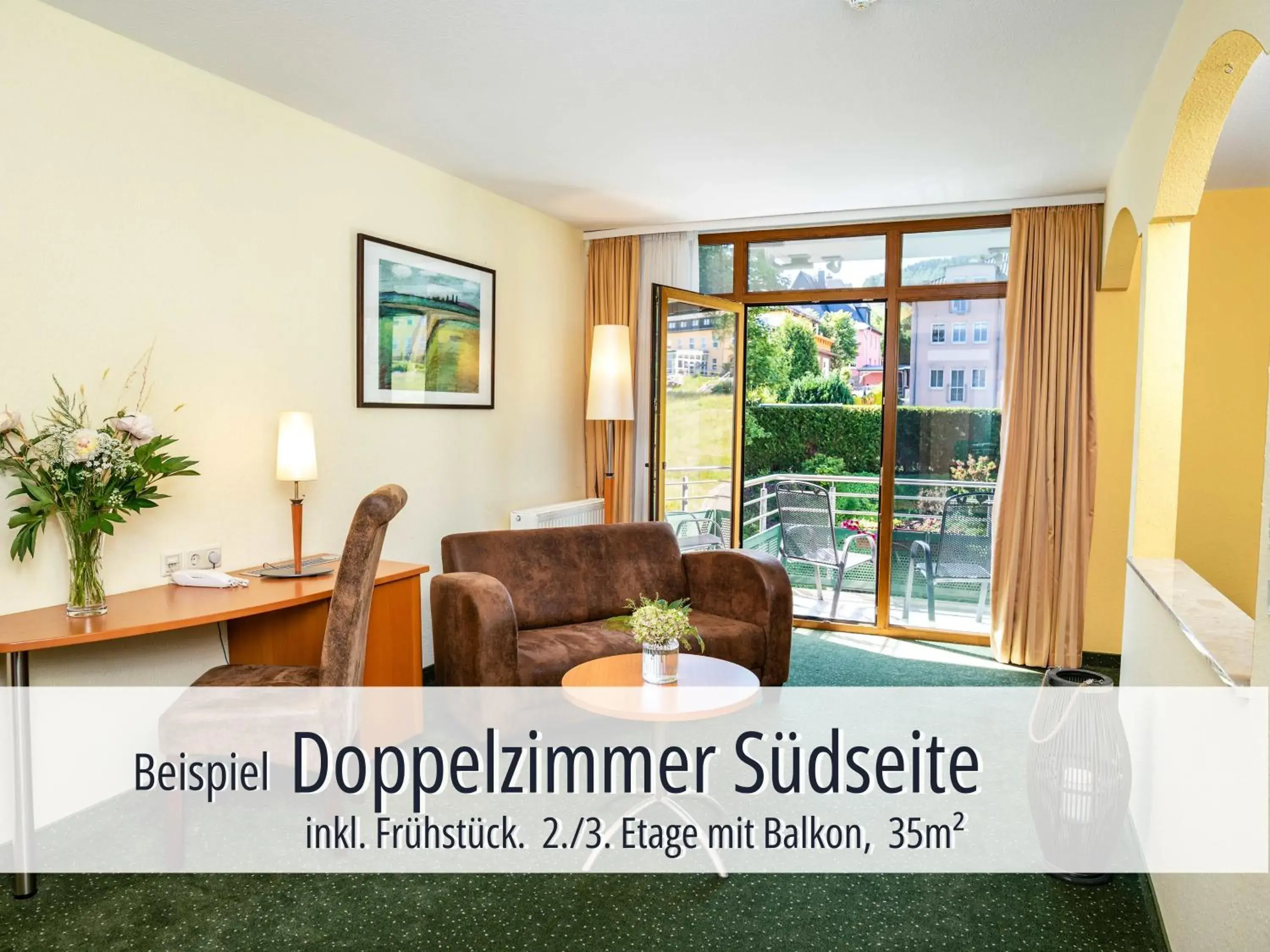 Double Room South View - single occupancy in Hotel Am Kurhaus mit erstem Ayurveda Center Sachsens - direkt am Gesundheitsbad ACTINON & Kurpark Double Room South View - single occupancy in Hotel Am Kurhaus mit erstem Ayurveda Center Sachsens - direkt am Gesundheitsbad ACTINON & Kurpark