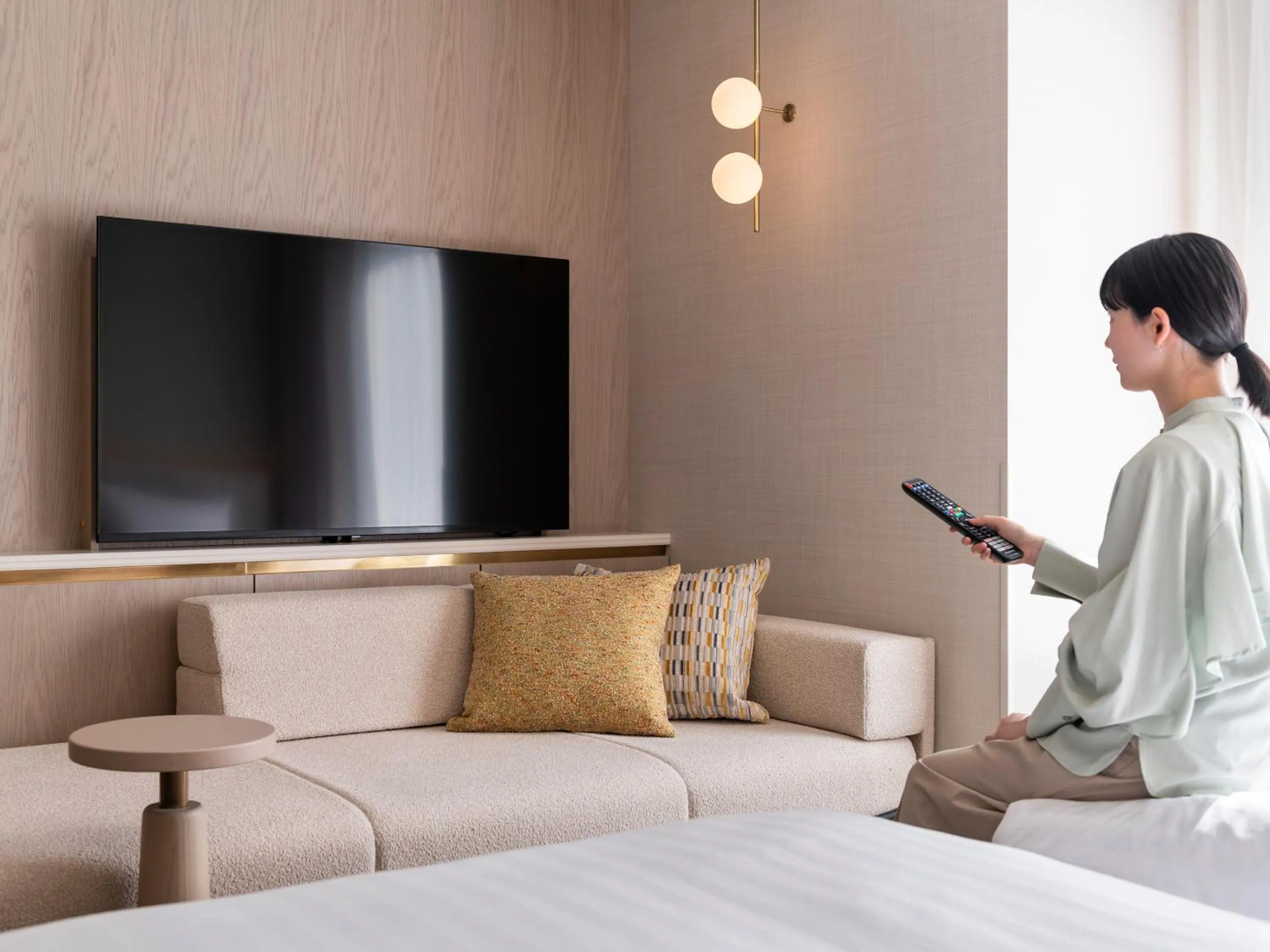 TV and multimedia, Bed in Mitsui Garden Hotel Sendai - Reopening on June 14