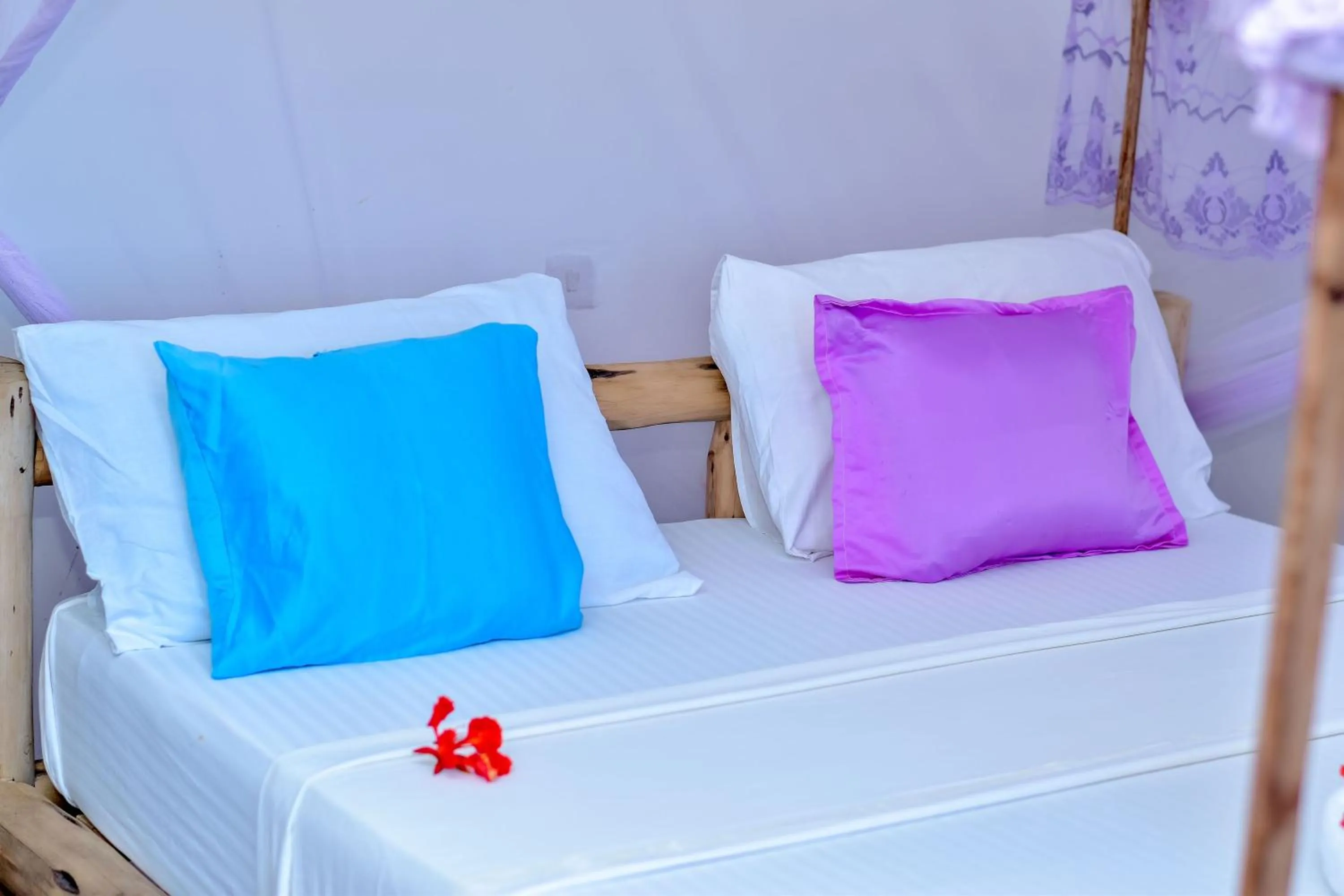 Bed in Blue Earth Beach Bungalow