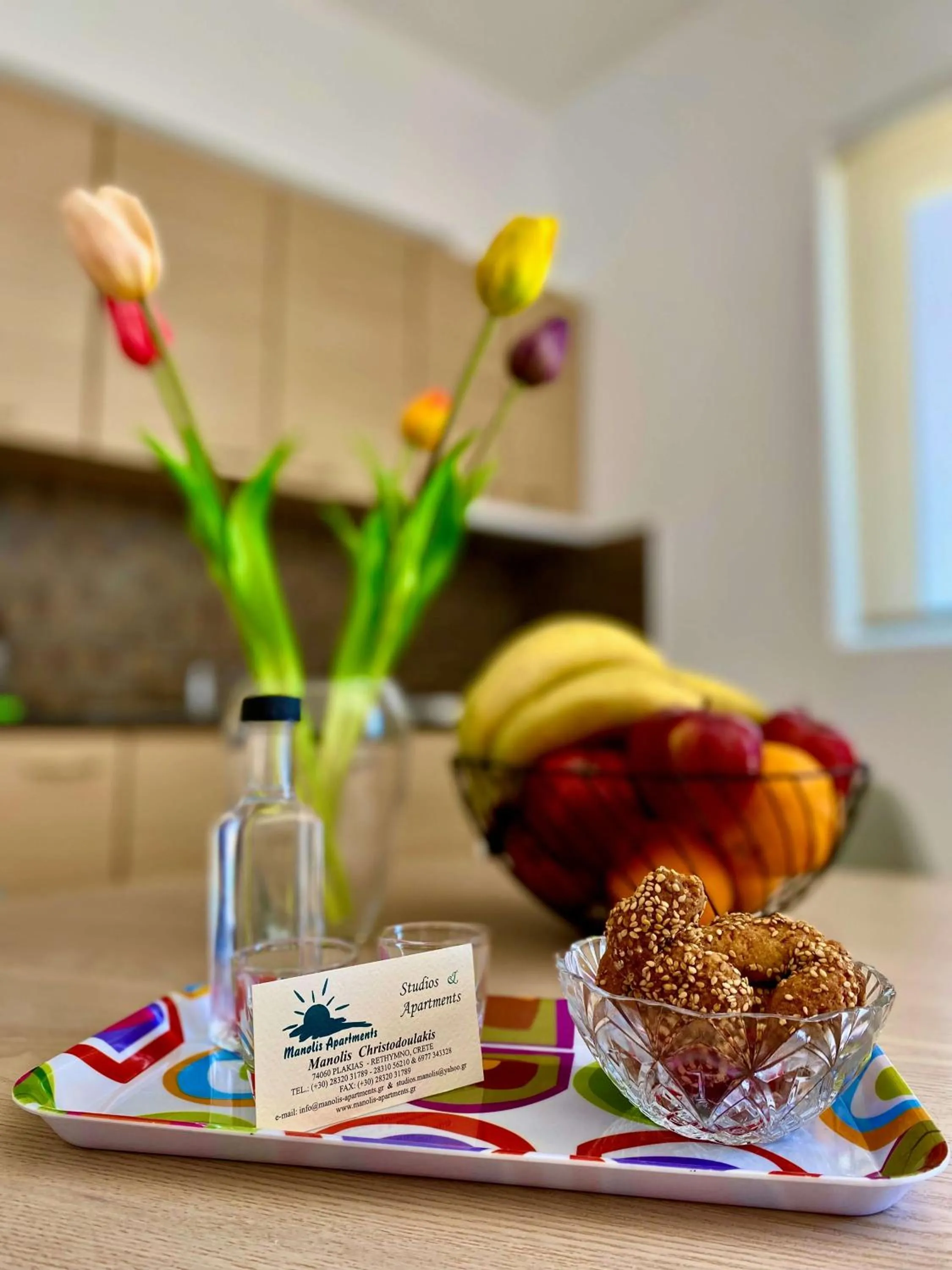 Food and drinks in Manolis Apartments plakias