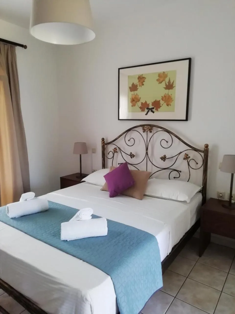 Bed in Aegean Blue Studios