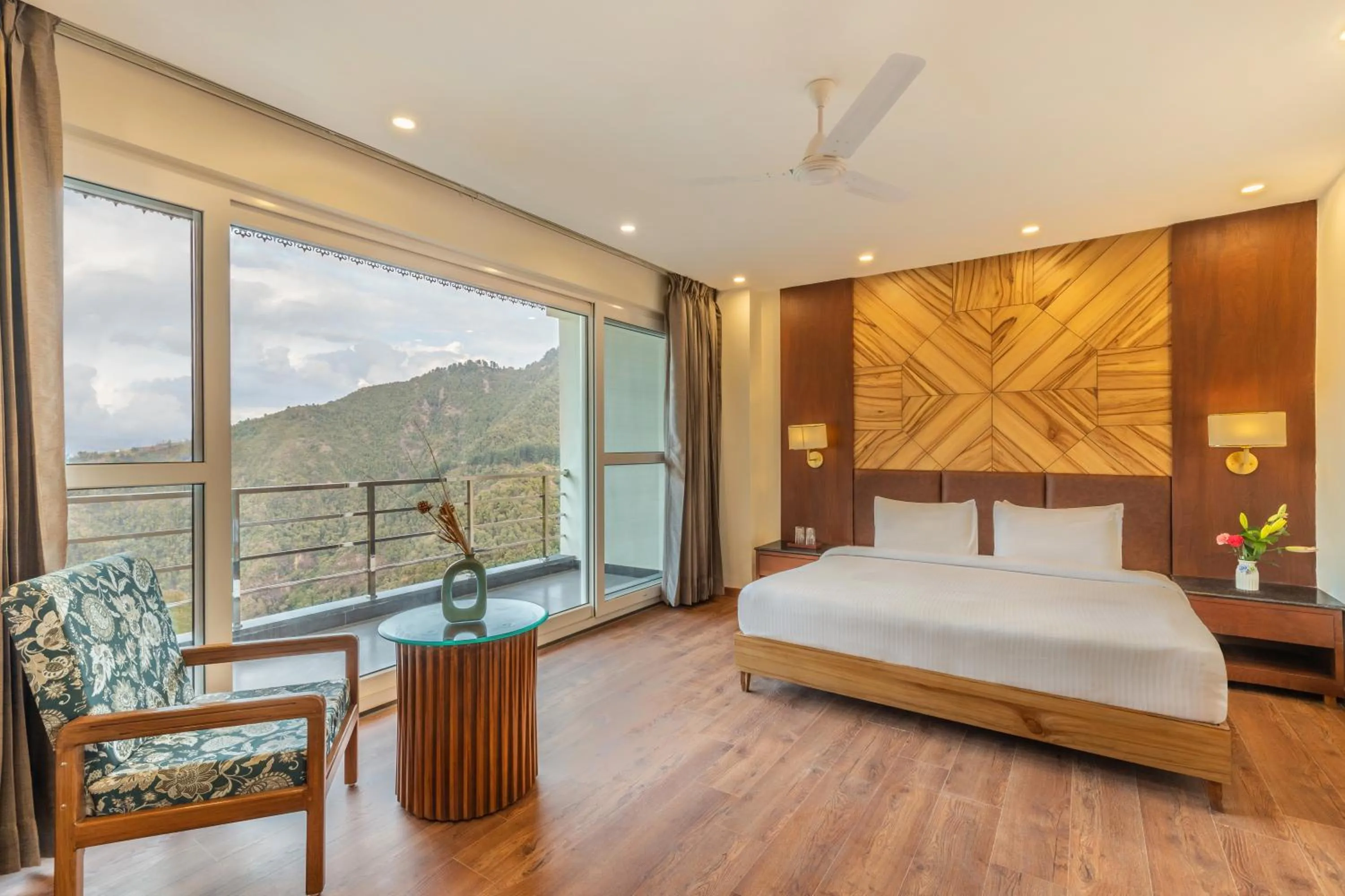 View (from property/room), Bed in Country Inn Premier Pacific Mall Road Mussoorie
