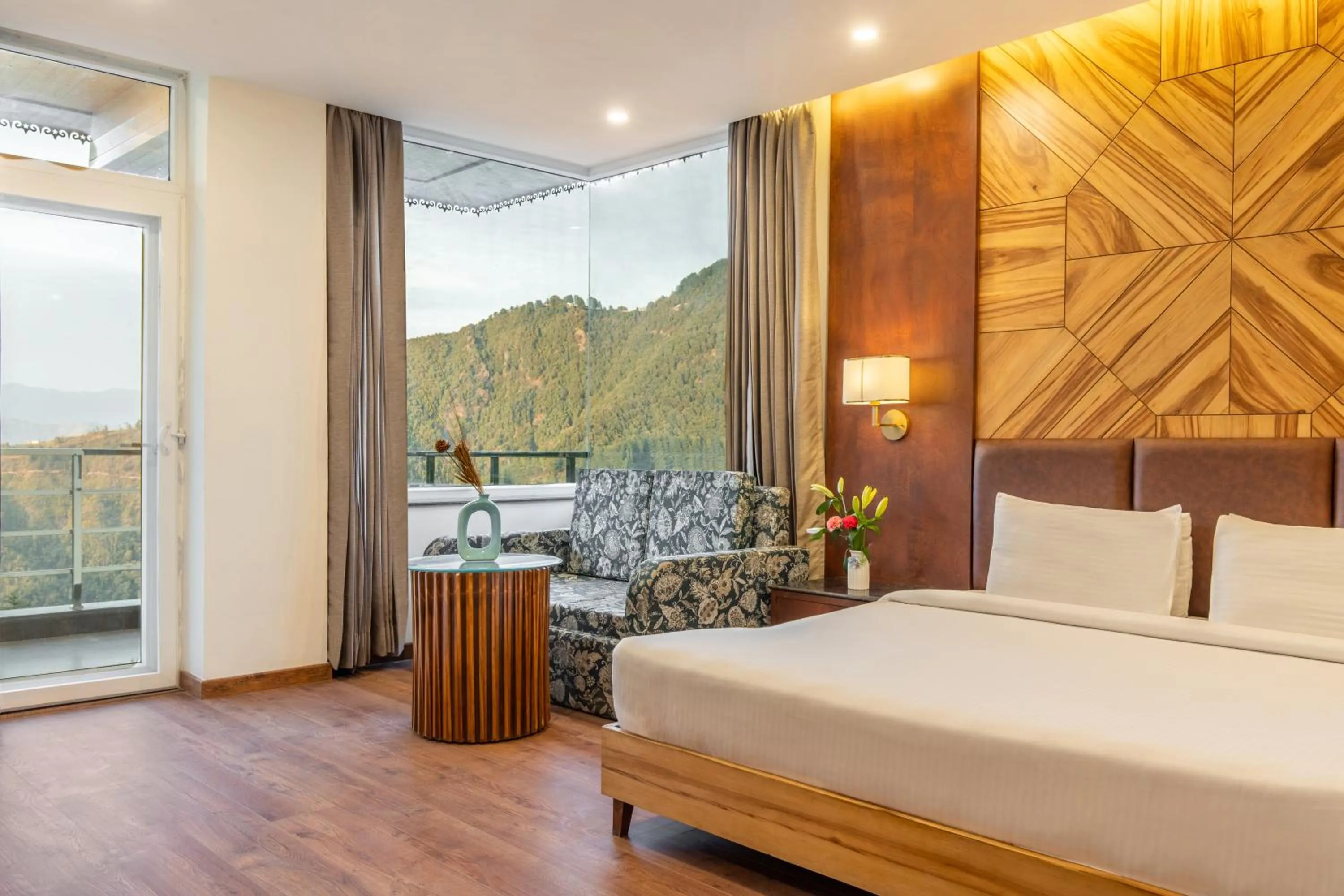 View (from property/room), Bed in Country Inn Premier Pacific Mall Road Mussoorie