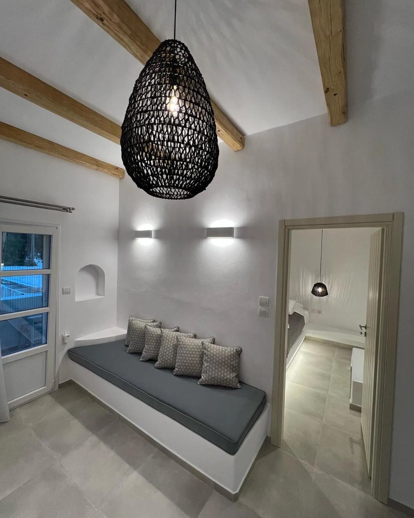 Bed in Alidian bay Suites Leros